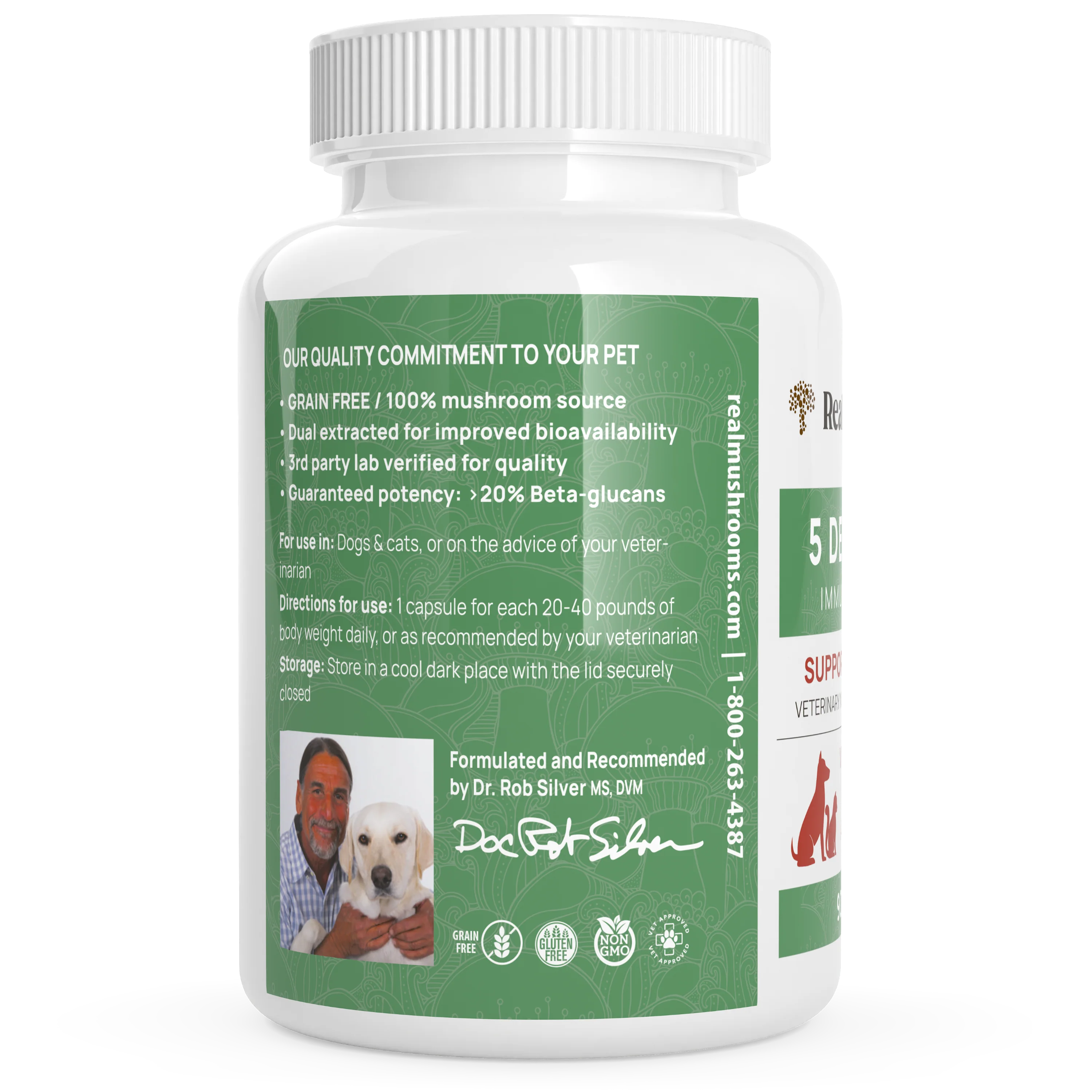 5 Defenders Organic Mushroom Blend Capsules for Pets by Real Mushrooms - Image 3