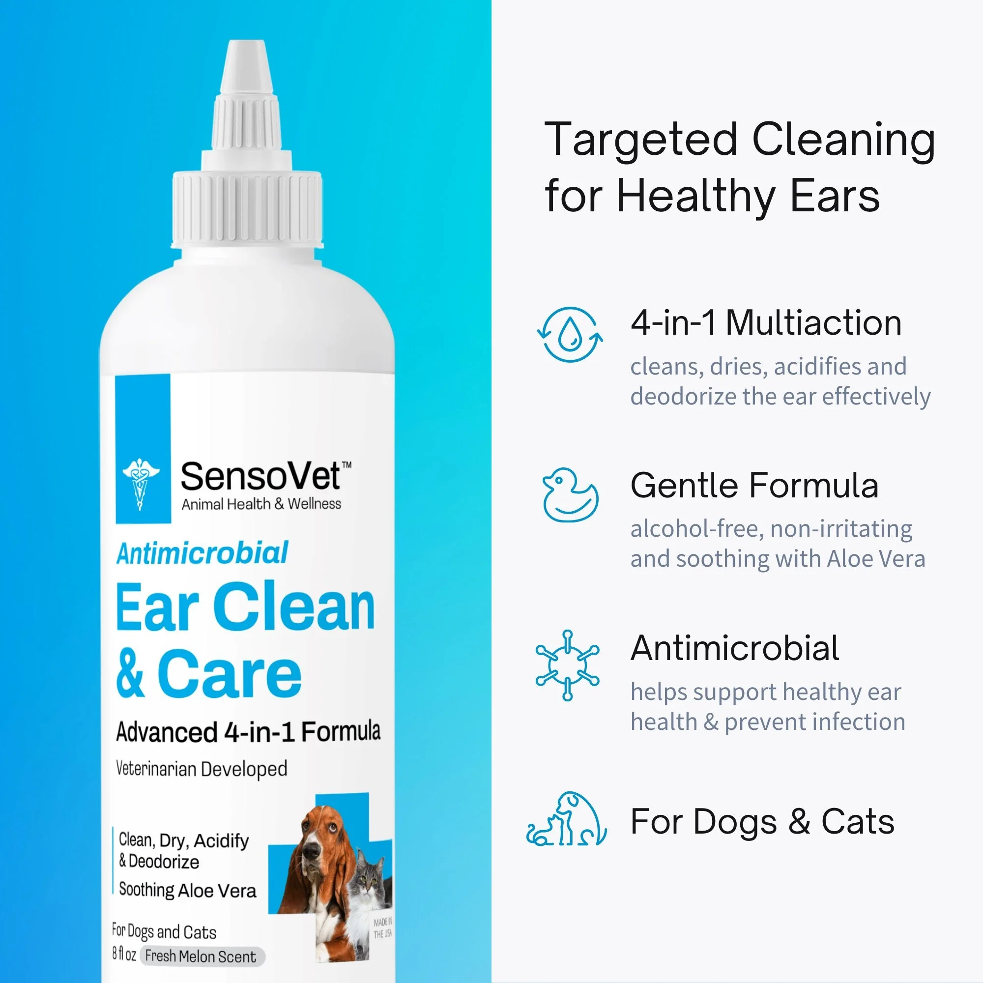 Antimicrobial Ear Clean & Care Solution for Dogs & Cats - 8oz - Image 2