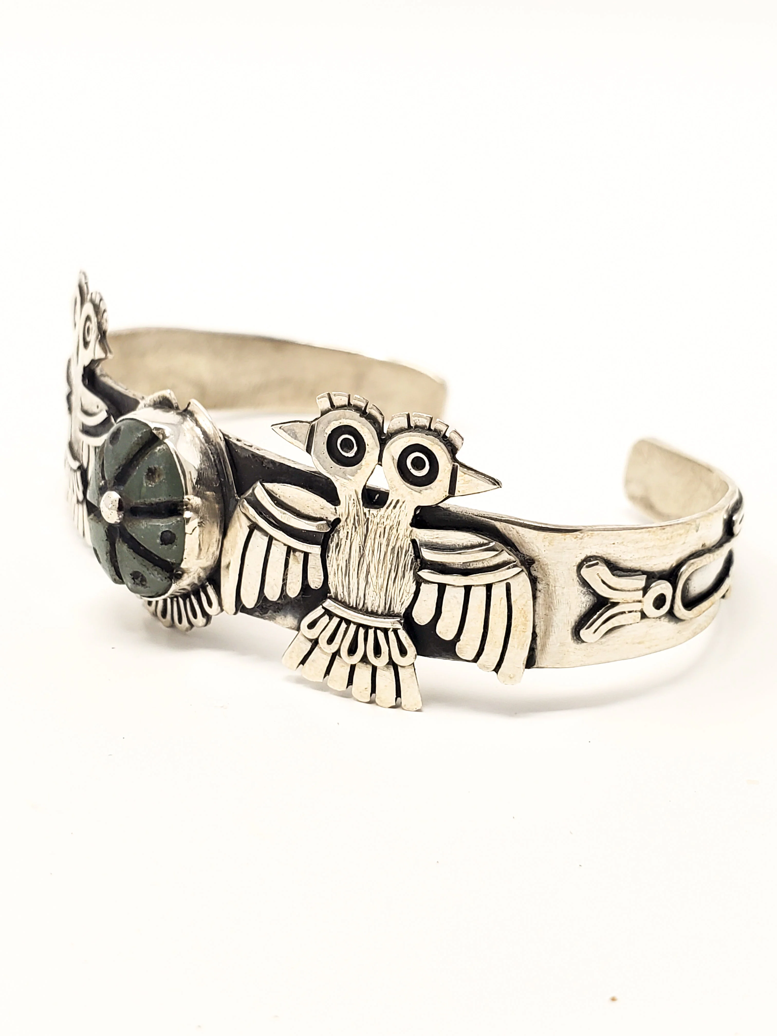 Aztec Eagles Peyote Silver Bracelet - Image 4