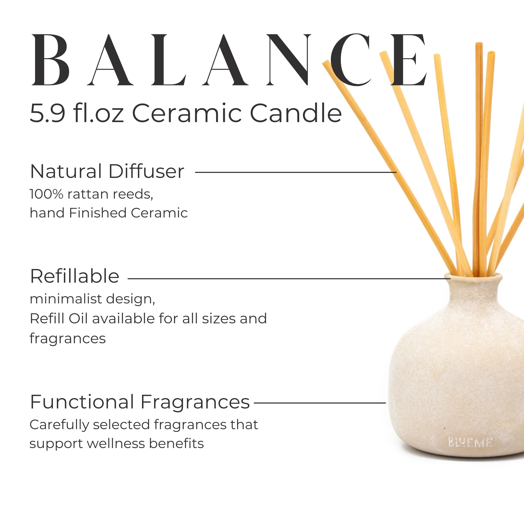 Balance - Ceramic Refillable Diffuser - White Lotus & Tea - Image 5