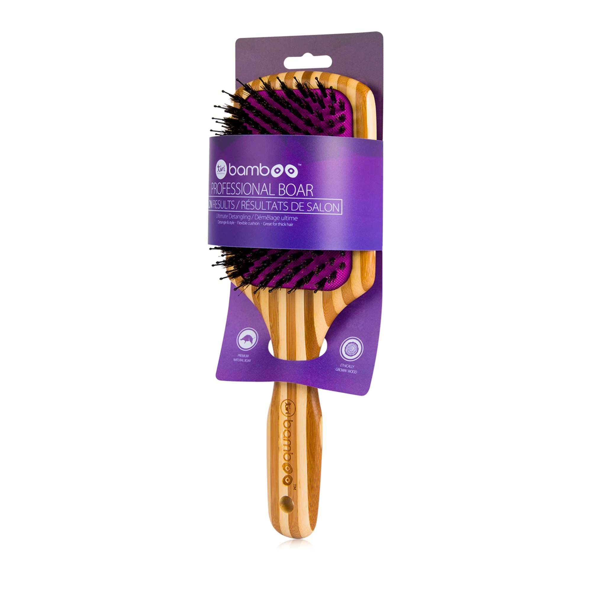 Bamboo XL Detangling Paddle Brush with Boar Bristles - Image 6