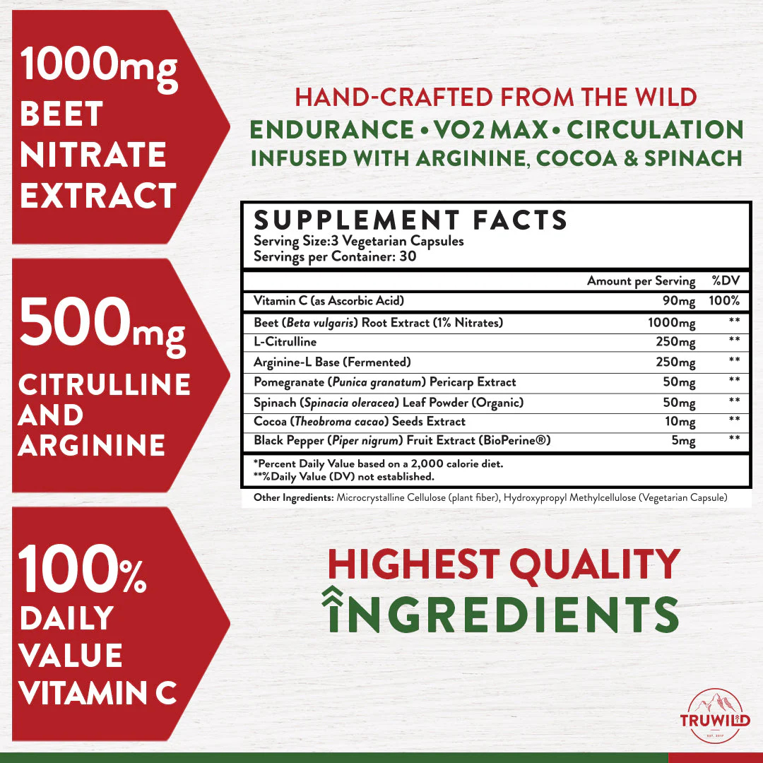 Beets Nitric Oxide Activating Pre Workout (90 Capsules) - Image 3