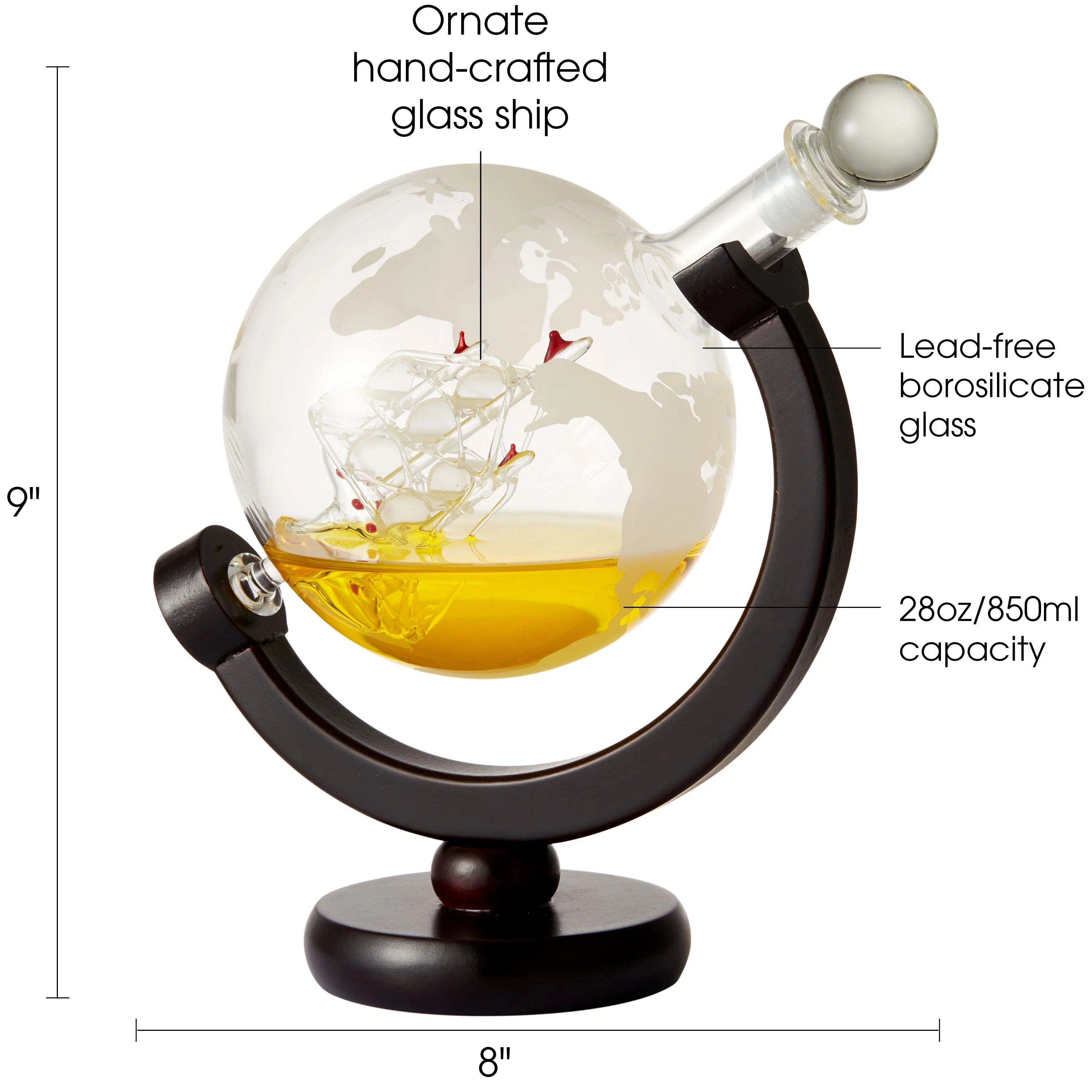 Berkware Elegant Globe Whiskey Decanter - Handblown & Exquisite - Image 3