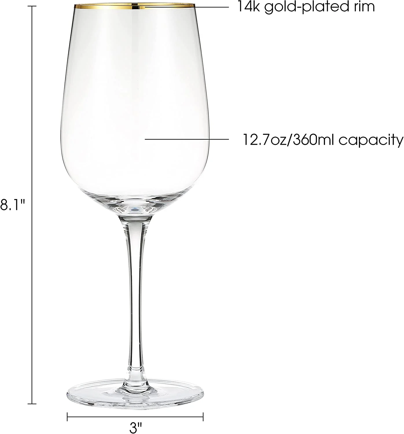 Berkware Glasses - Luxurious and Elegant Long Stem Red Wine Glass - Set of 4 - Image 3