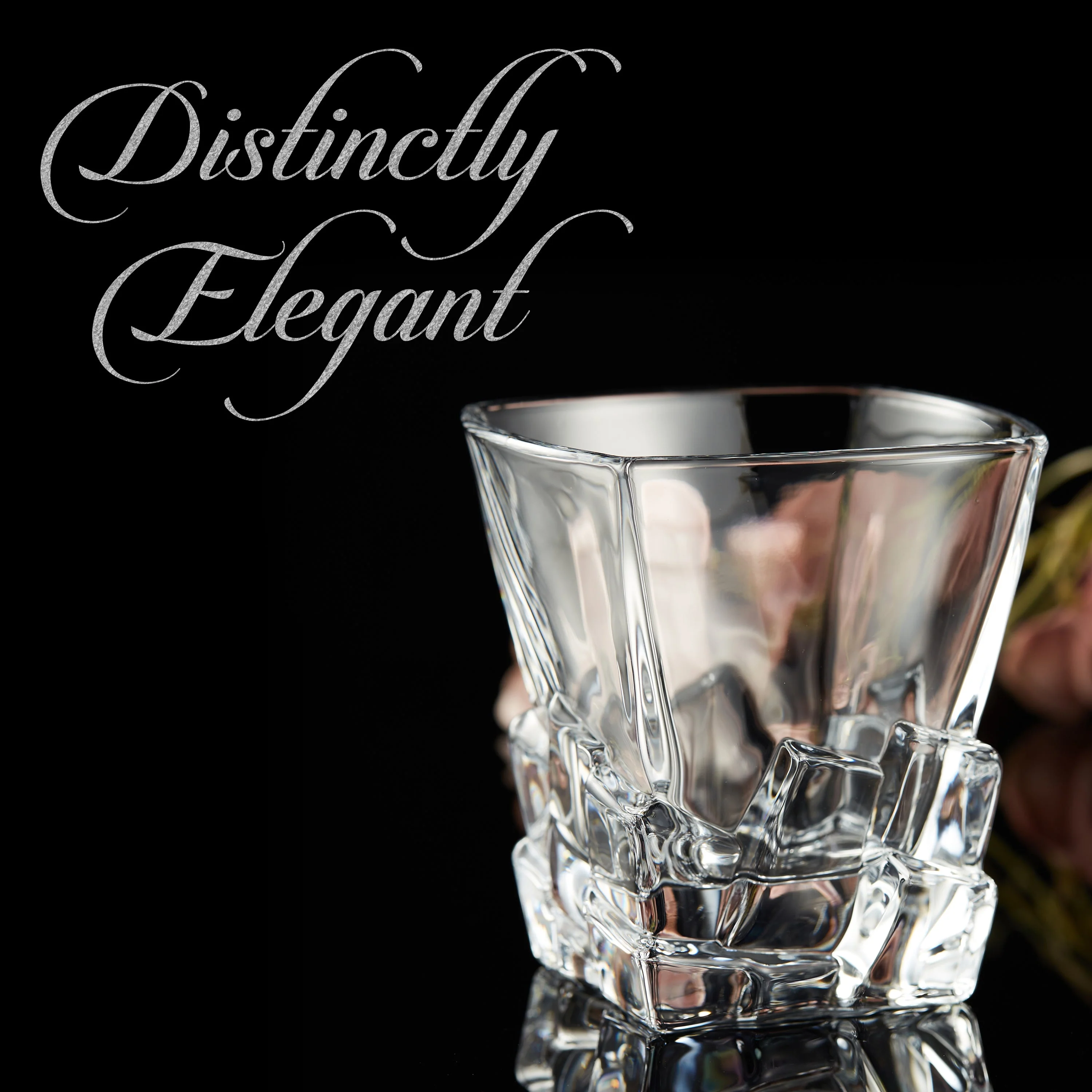 Berkware Lowball Whiskey Glasses - Modern Square Top Design - Image 3