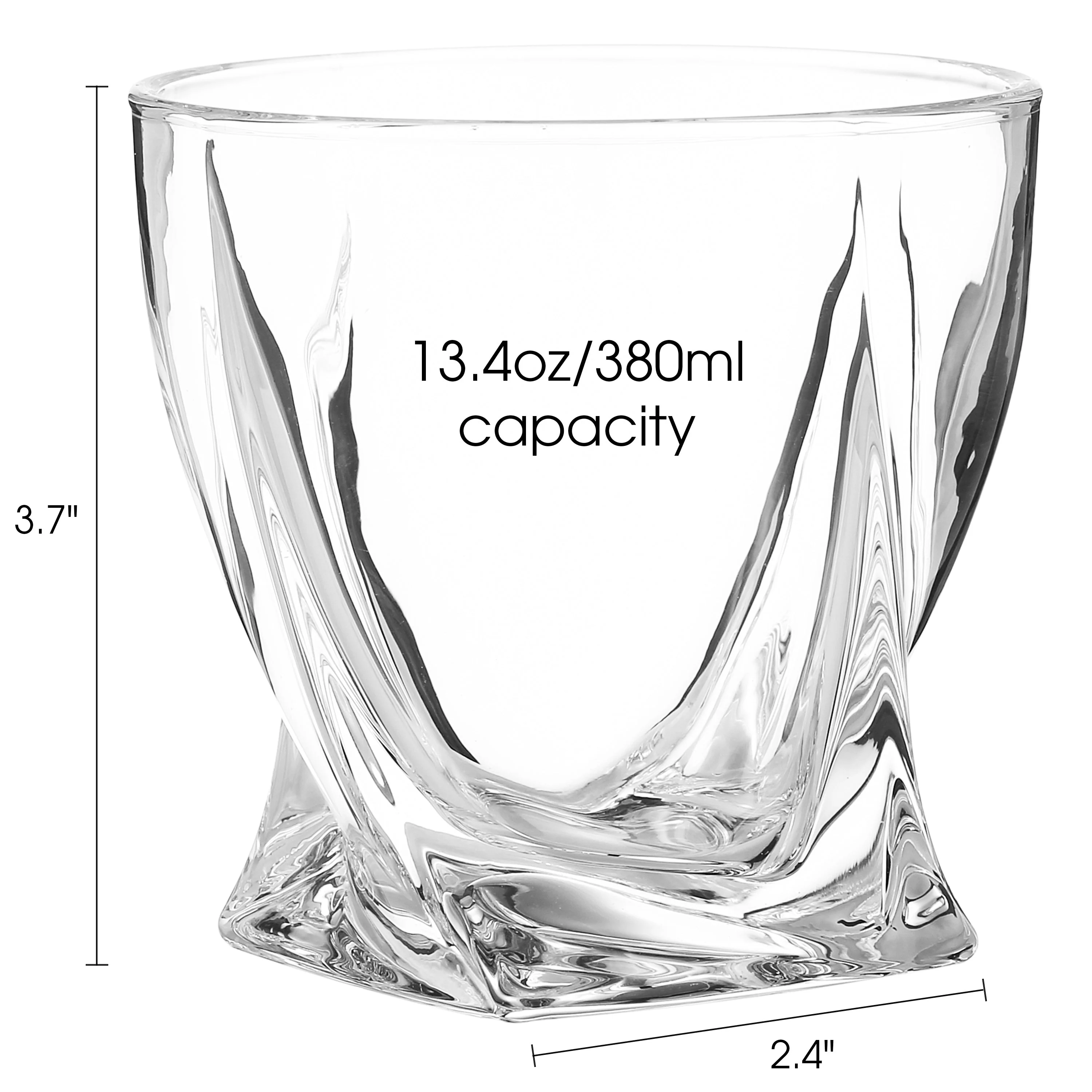 Berkware Lowball Whiskey Glasses - Modern Twisted Base Design - Set of 6 - Image 4