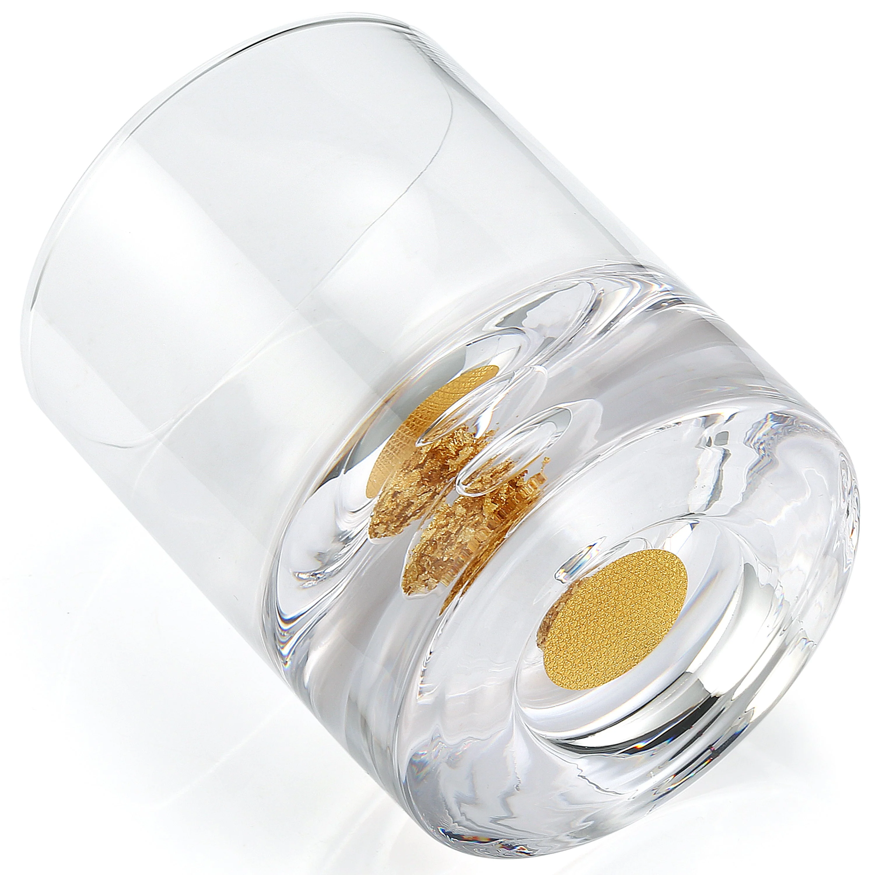 Berkware Lowball Whiskey Glasses with Unique Embedded Gold Flake Design - Set of 4 - Image 5