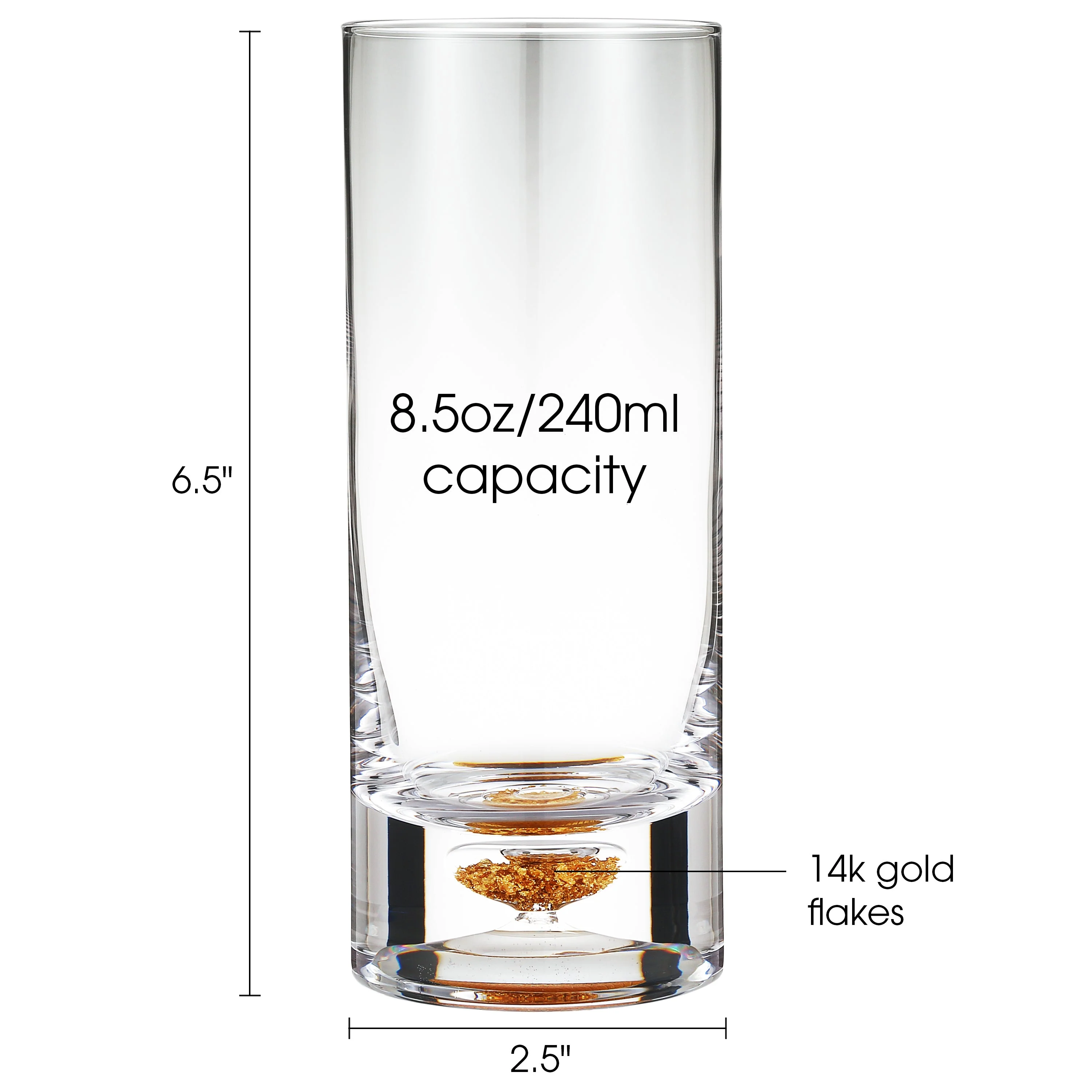 Berkware Lowball Whiskey Glasses with Unique Embedded Gold tone Flake Design - Image 6