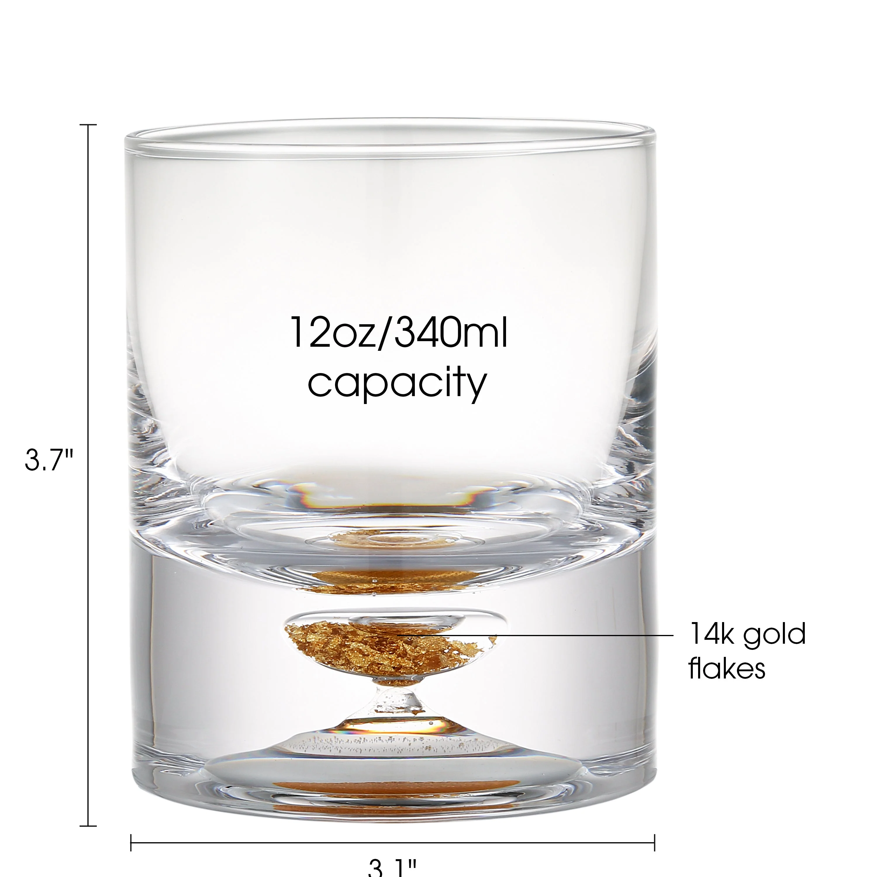 Berkware Lowball Whiskey Glasses with Unique Embedded Gold tone Flake Design - Set of 6 - Image 4