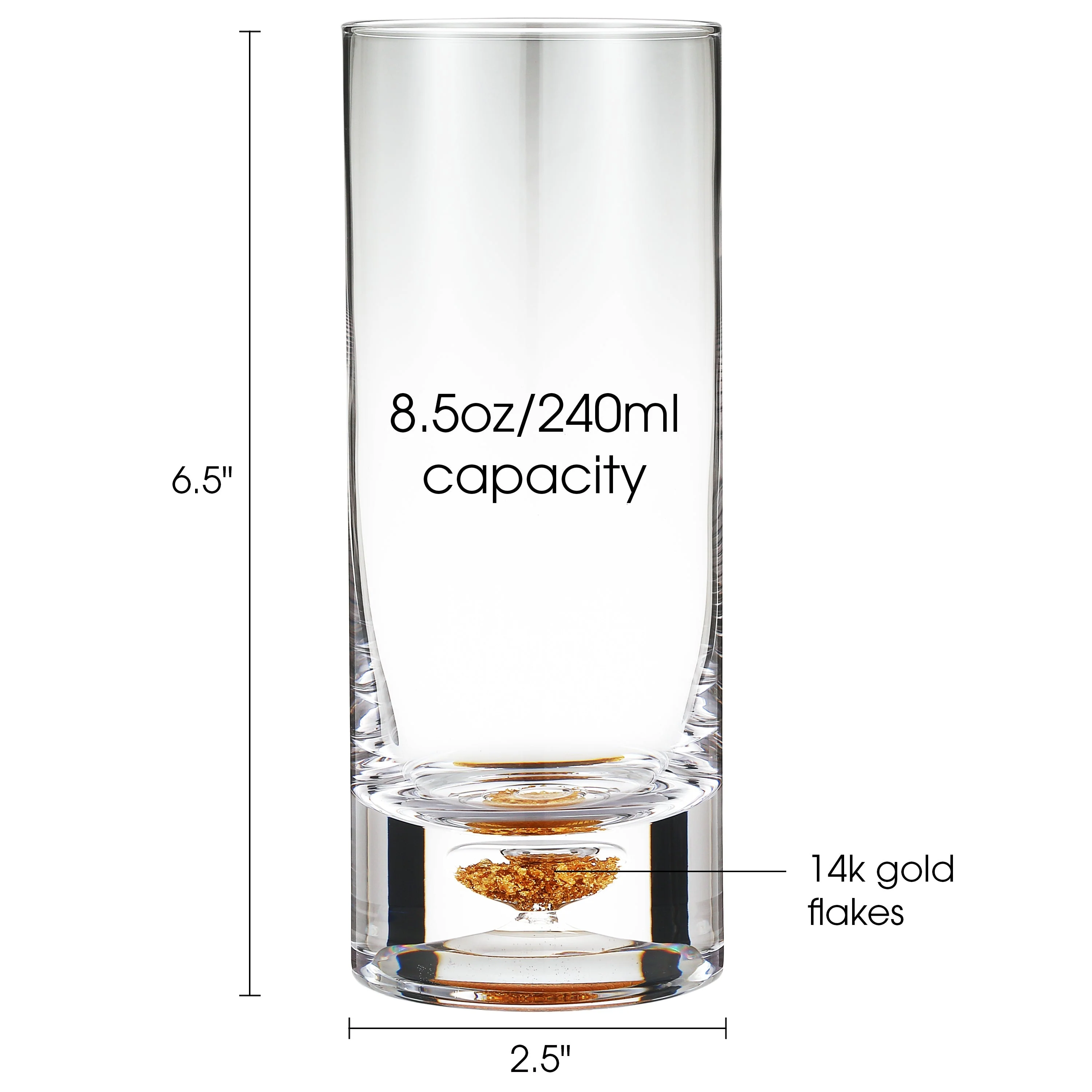 Berkware Lowball Whiskey Glasses with Unique Embedded Gold tone Flake Design - Set of 6 - Image 4