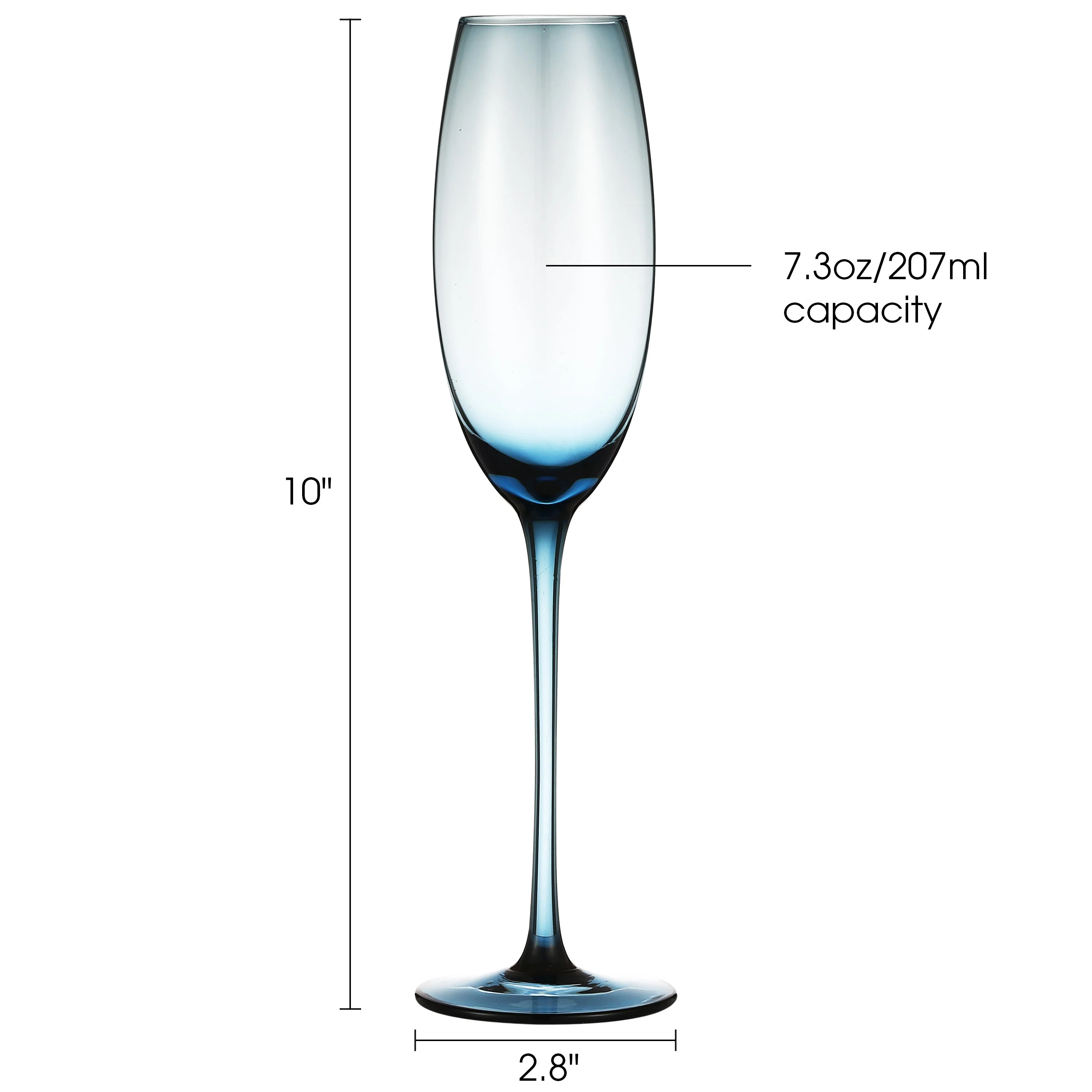 Berkware Luxurious and Elegant Sparkling Colored Glassware - Champagne Flutes - Set of 2 - Image 4