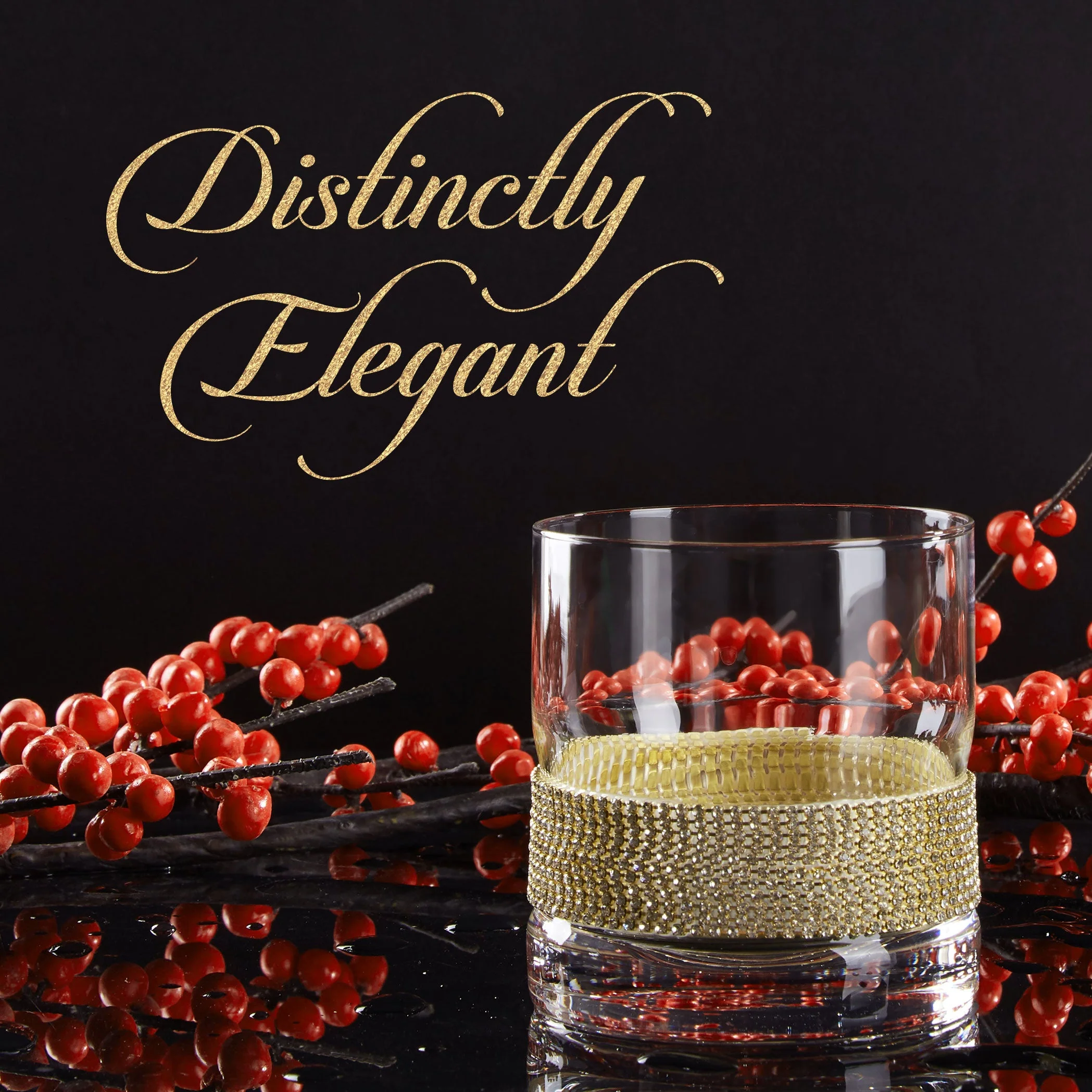 Berkware Set of 2 Elegant Old Fashioned Whiskey Glasses - 10oz Lowball Glasses with Sparkling "Rhinestone Diamond" Studded  Design - Image 5