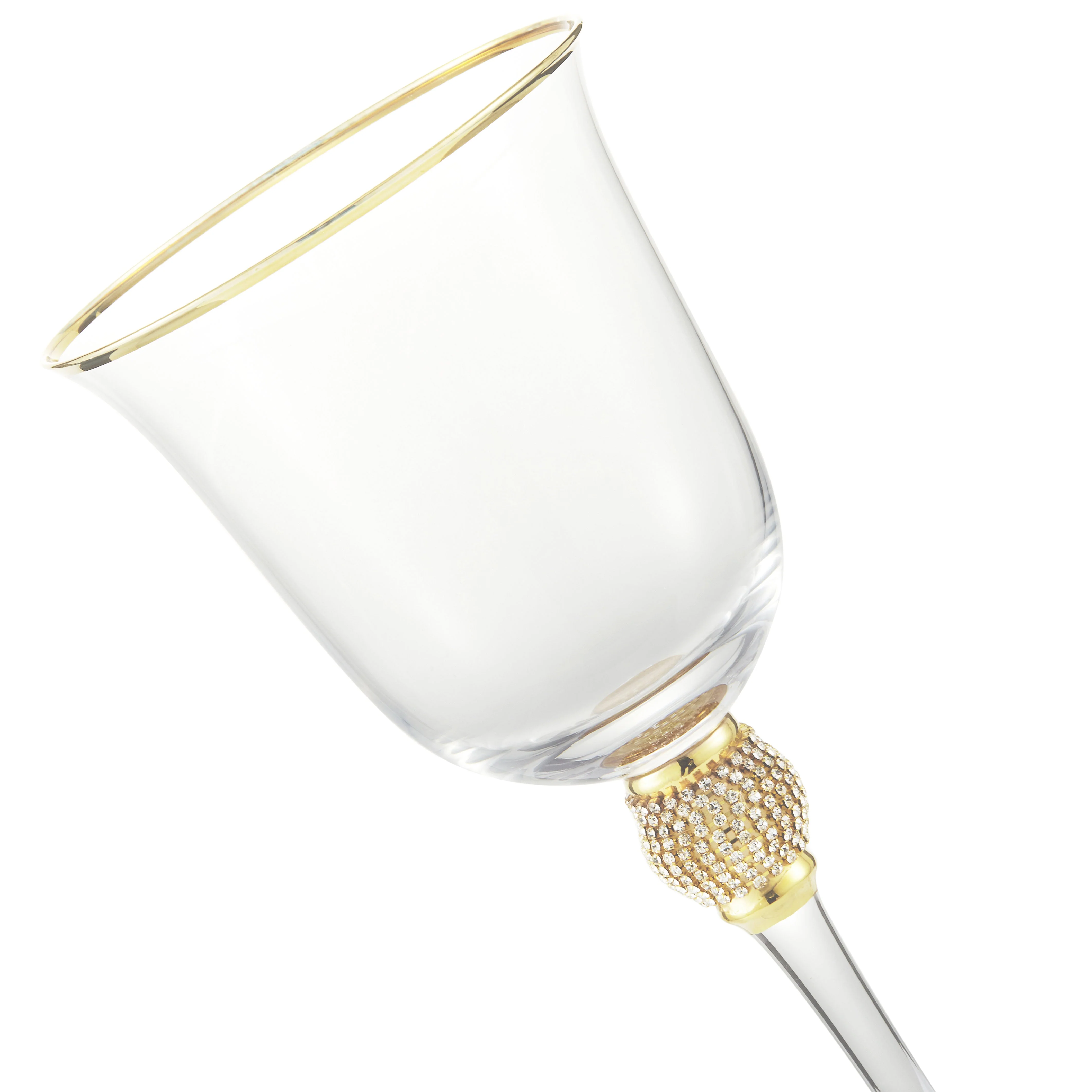 Berkware Set of 2 Gold tone Wine Glasses - Luxurious Rose and White Wine Glass with Dazzling Rhinestone Design and Gold tone Rim - Image 10