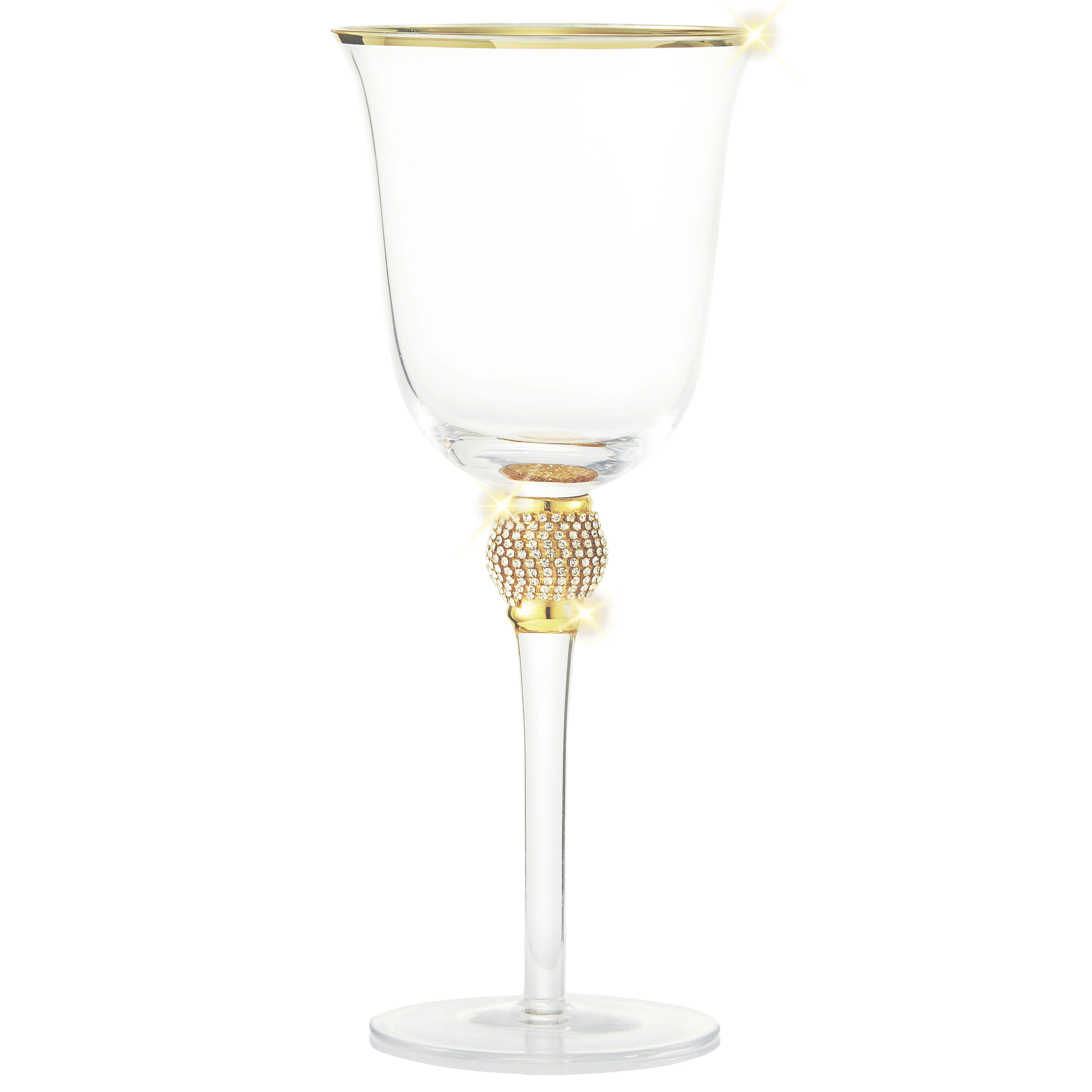 Berkware Set of 6 Gold tone Wine Glasses - Luxurious Rose and White Wine Glass with Dazzling Rhinestone Design and Gold tone Rim - Image 9