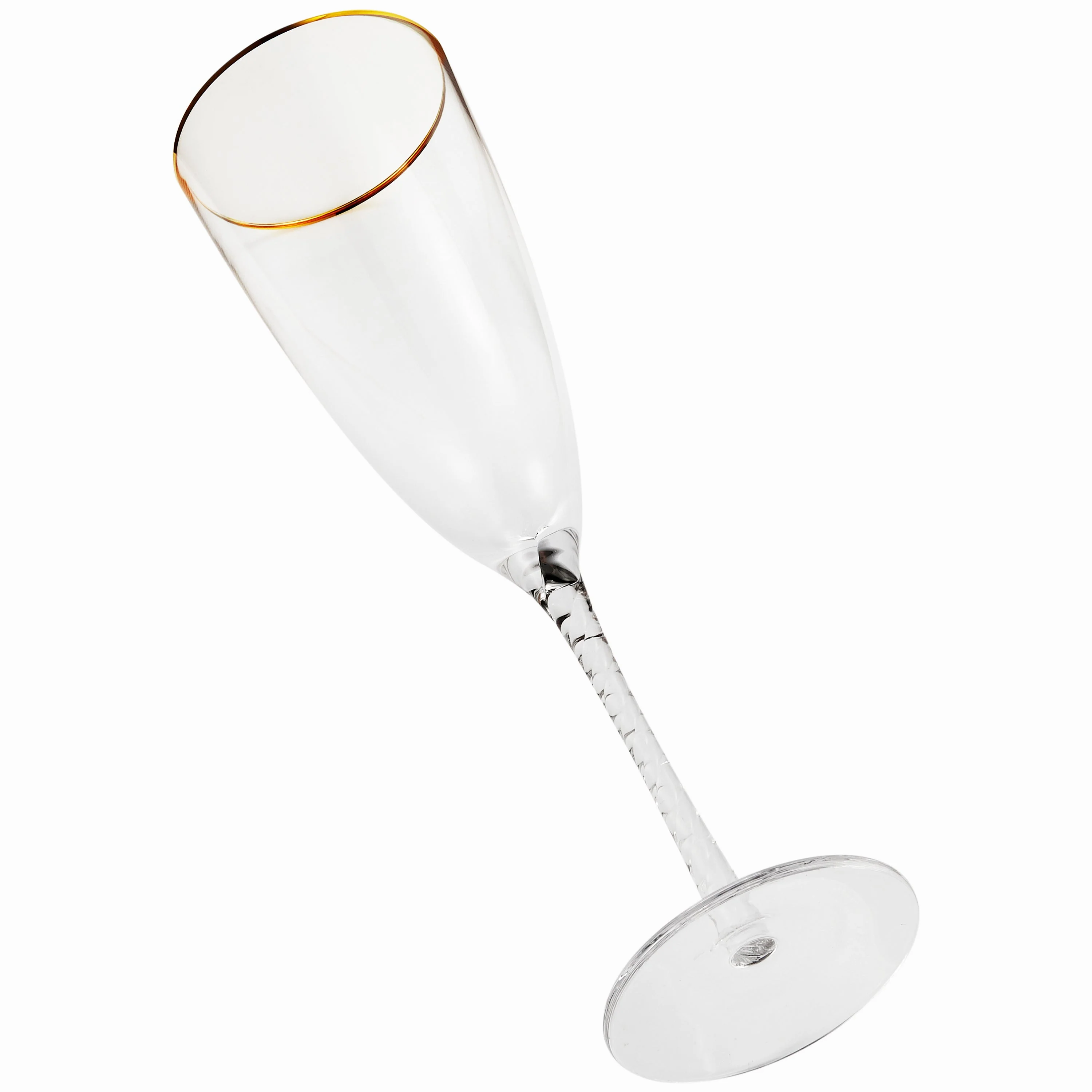 Berkware Twisted Stem Champagne Glass with Gold tone Rim, Set of 2 - Image 5