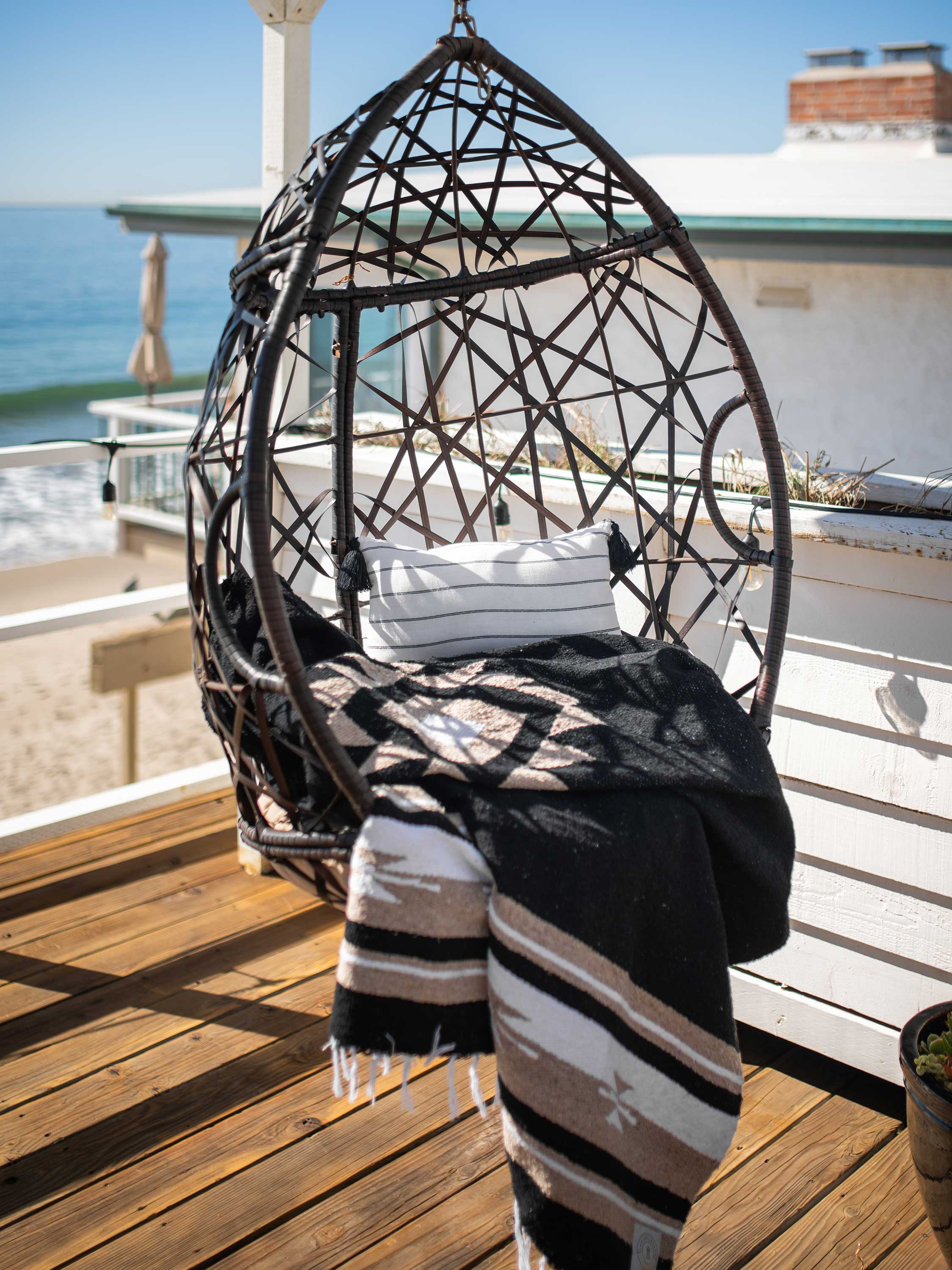 Black Baja Mexican Blanket by Laguna Beach Textile Company - Image 5