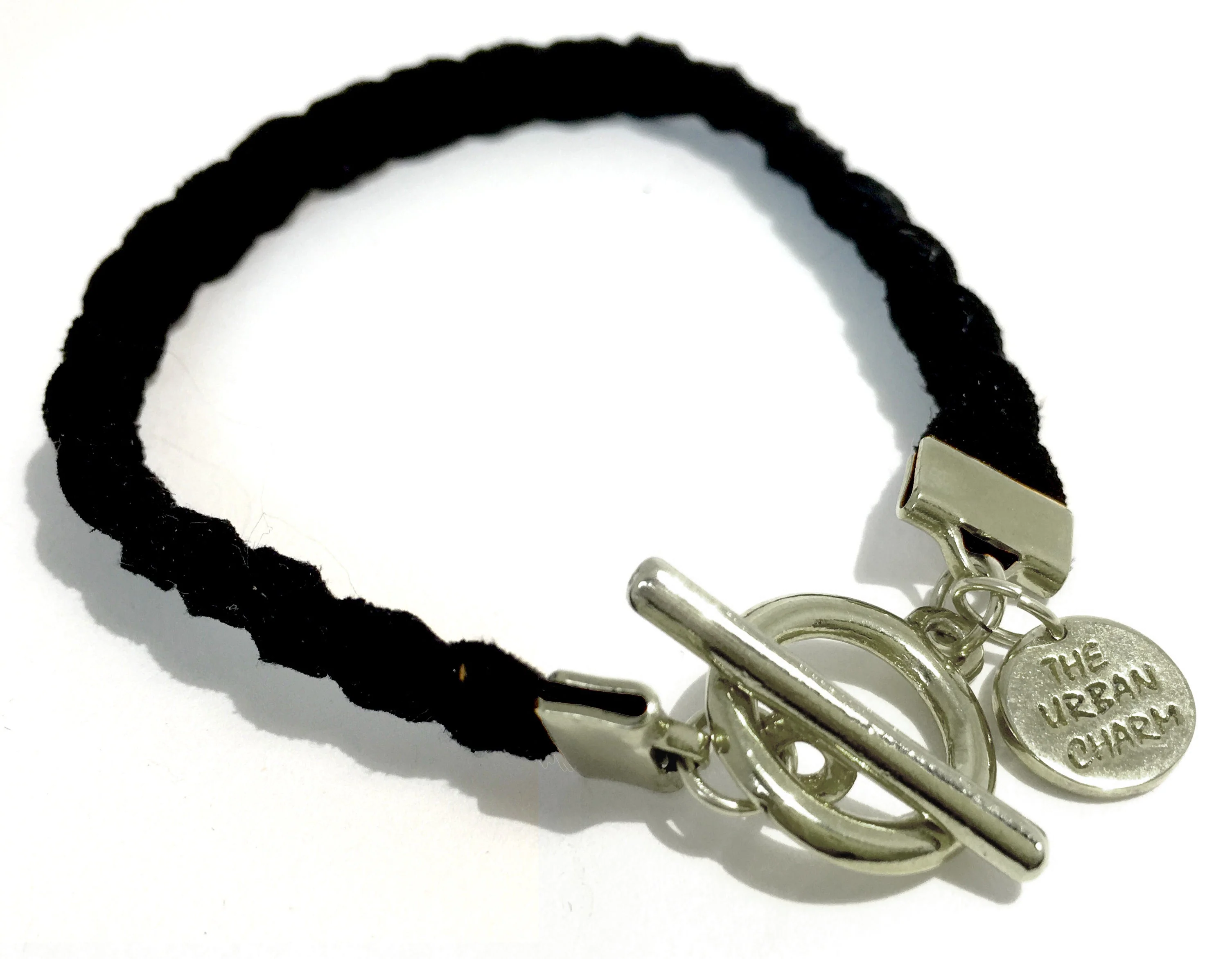 Black Vegan Leather Strength Friendship Bracelet by The Urban Charm by The Urban Charm - Image 2