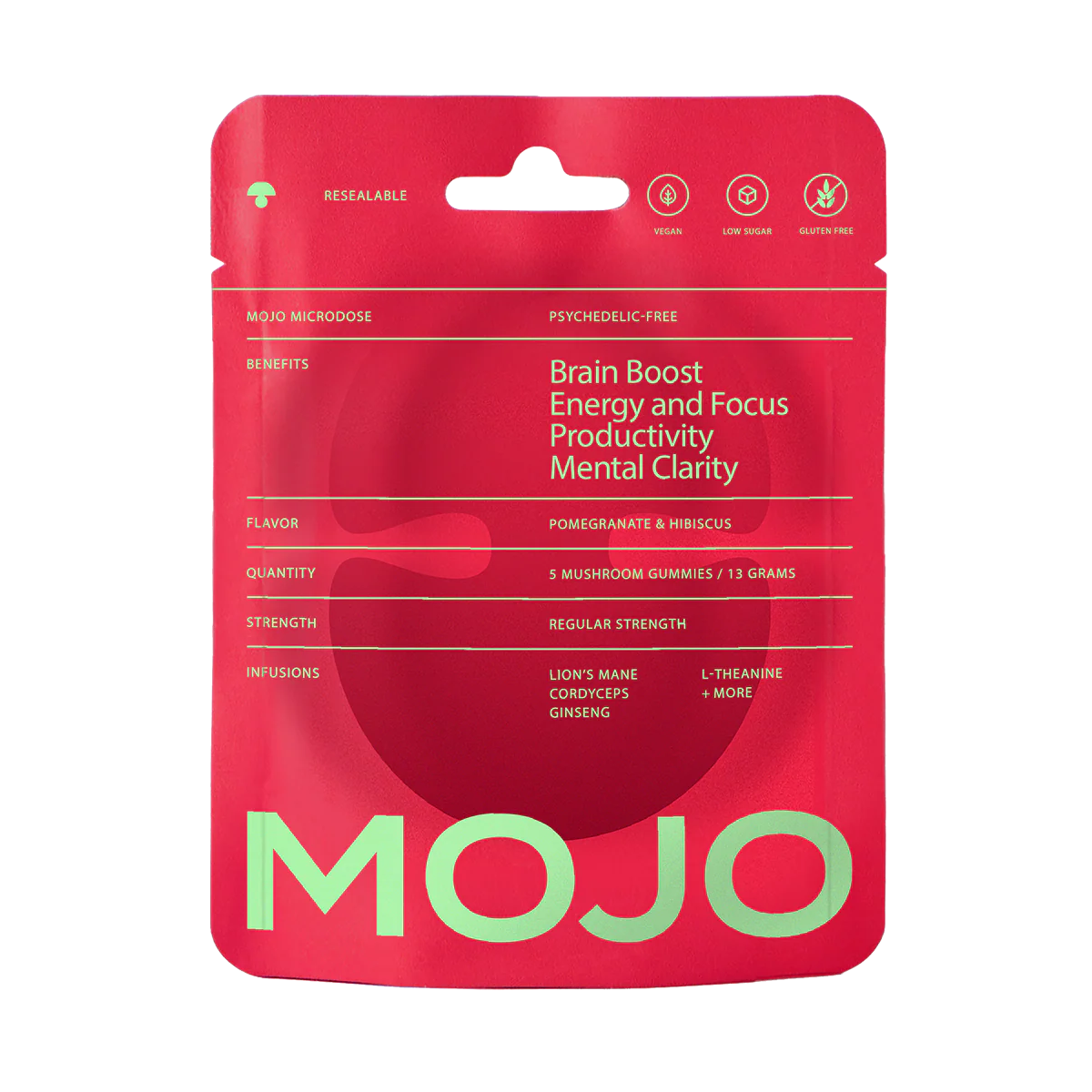 Brain Boost Gummies - Pomegranate Hibiscus by Mojo | Mushroom Dosed Gummies - Image 6
