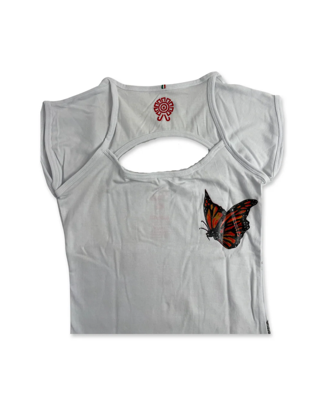 Butterflies Women's Short Sleeve Top, White - Image 4