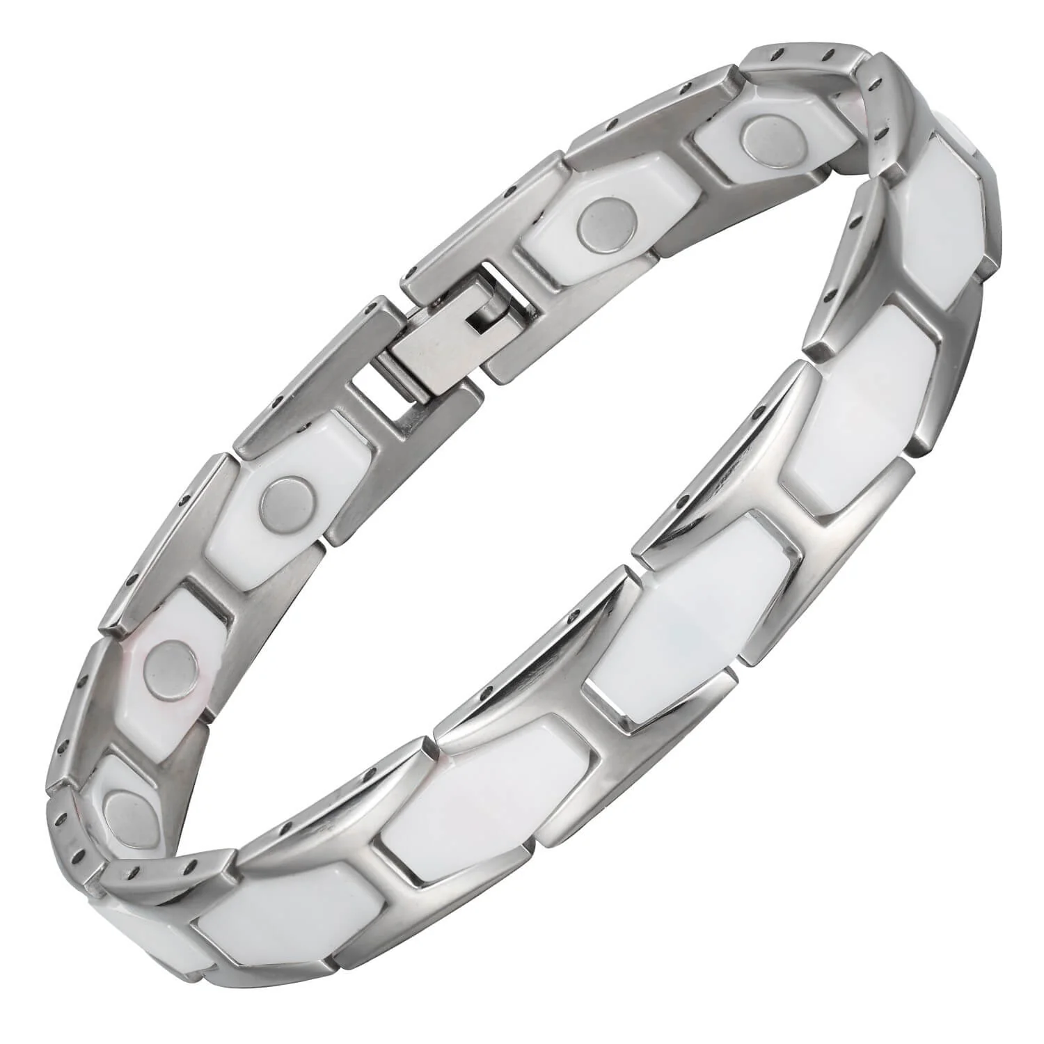 Ceramic and Stainless Steel Magnetic Bracelet. 2 Colors available. Model CEB044 - Image 4