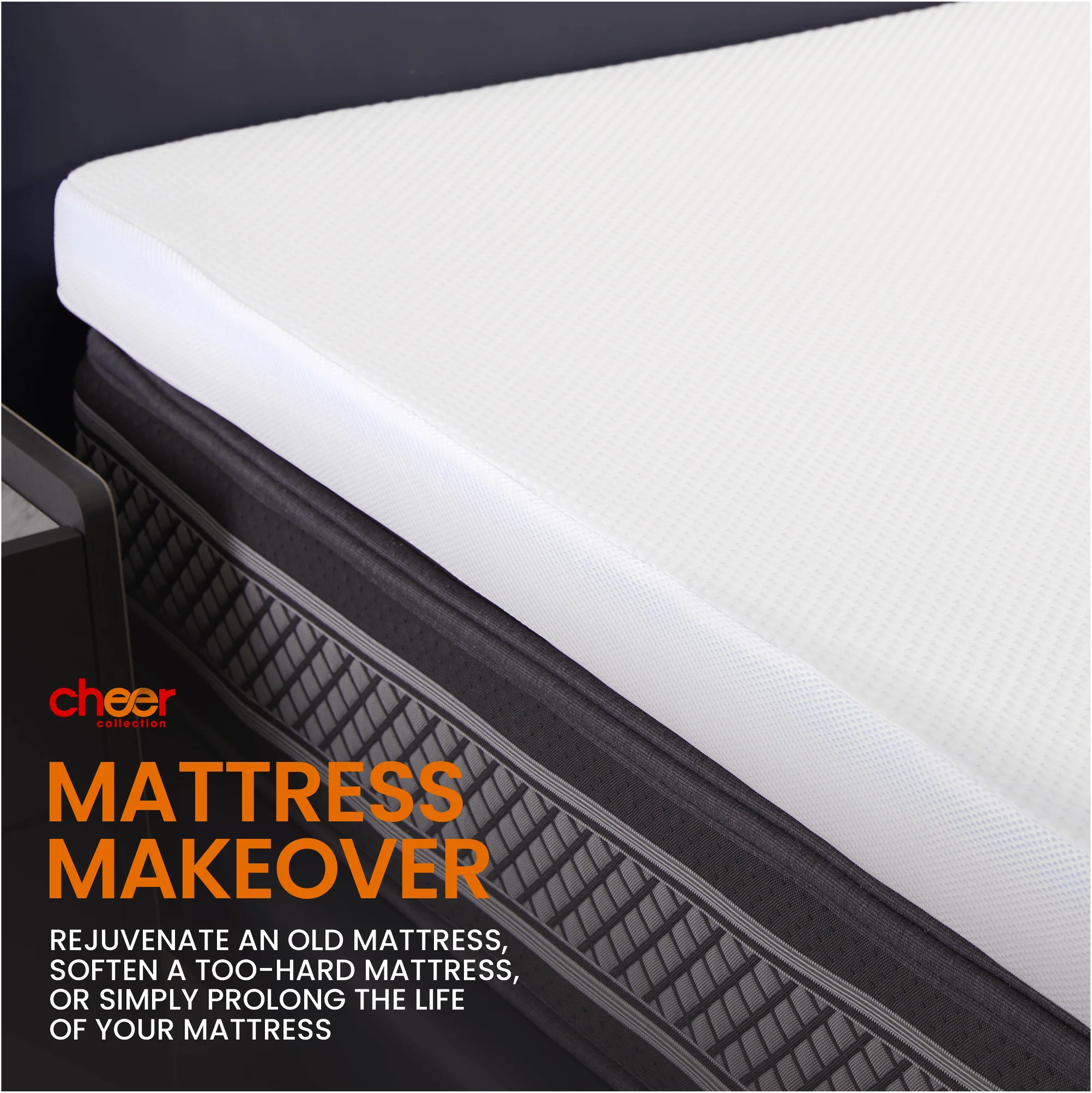 Cheer Collection 2 Inch Gel Infused Memory Foam Bed Topper with Washable Bamboo Cover - Image 5