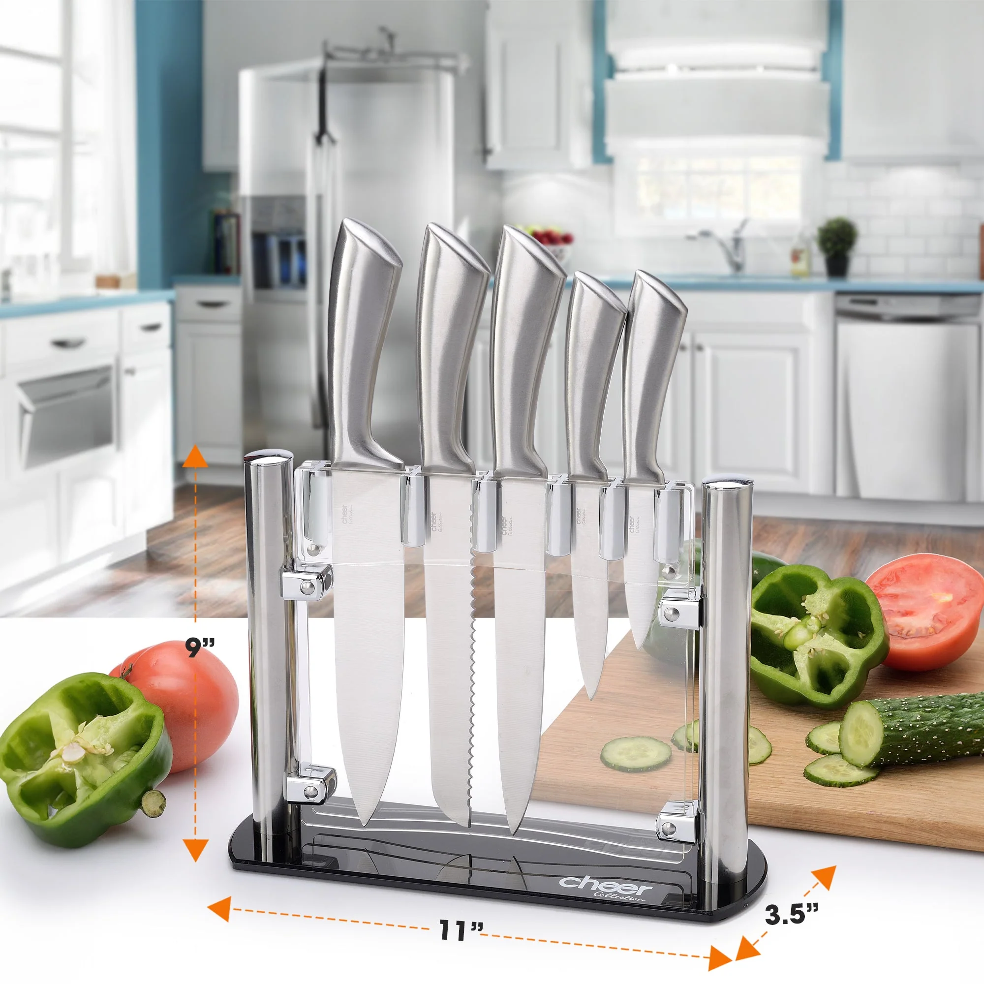 Cheer Collection 6pc Stainless Steel Kitchen Knife Set - Image 3