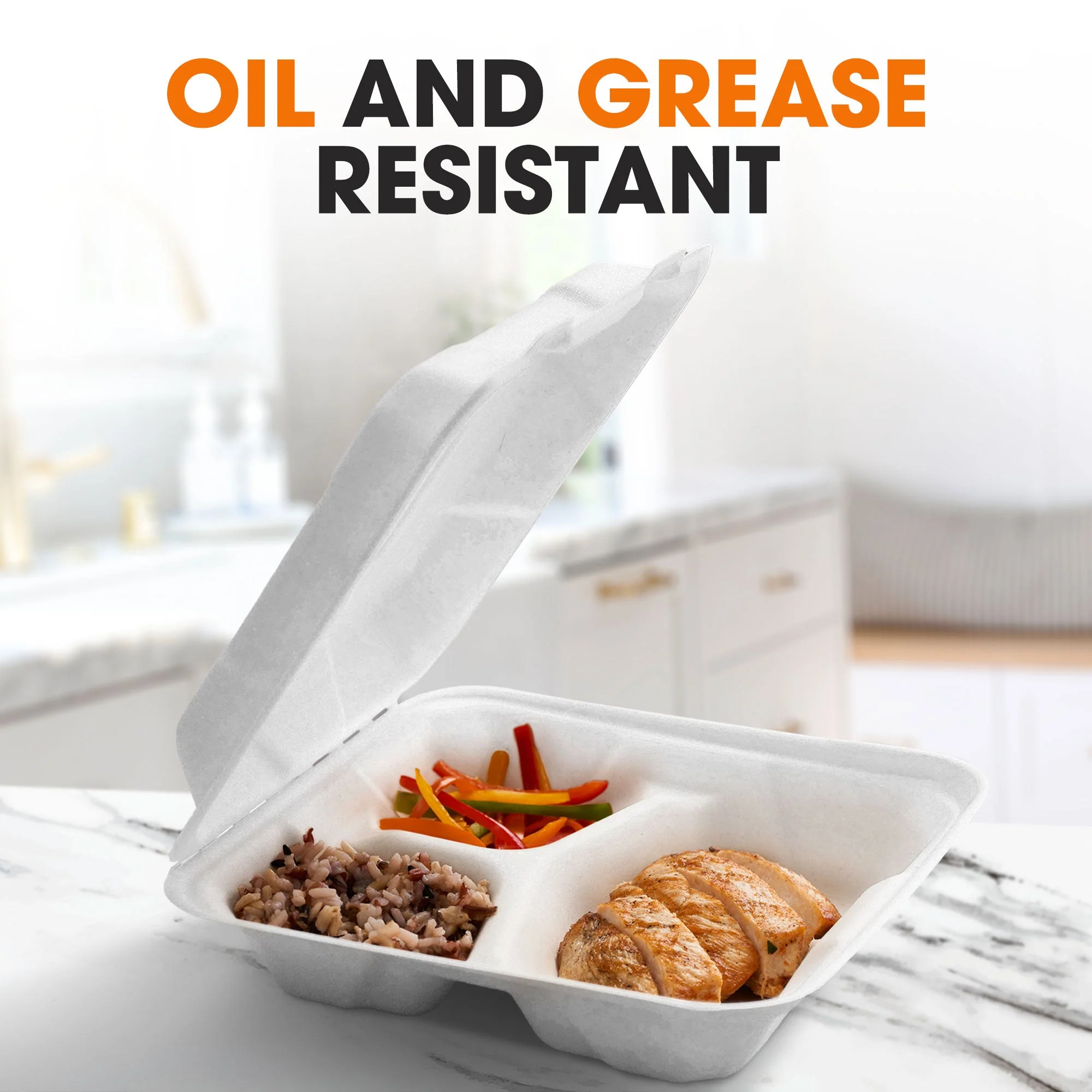 Cheer Collection 8x8 Compostable Eco Friendly Microwavable Clamshell Containers - Image 3
