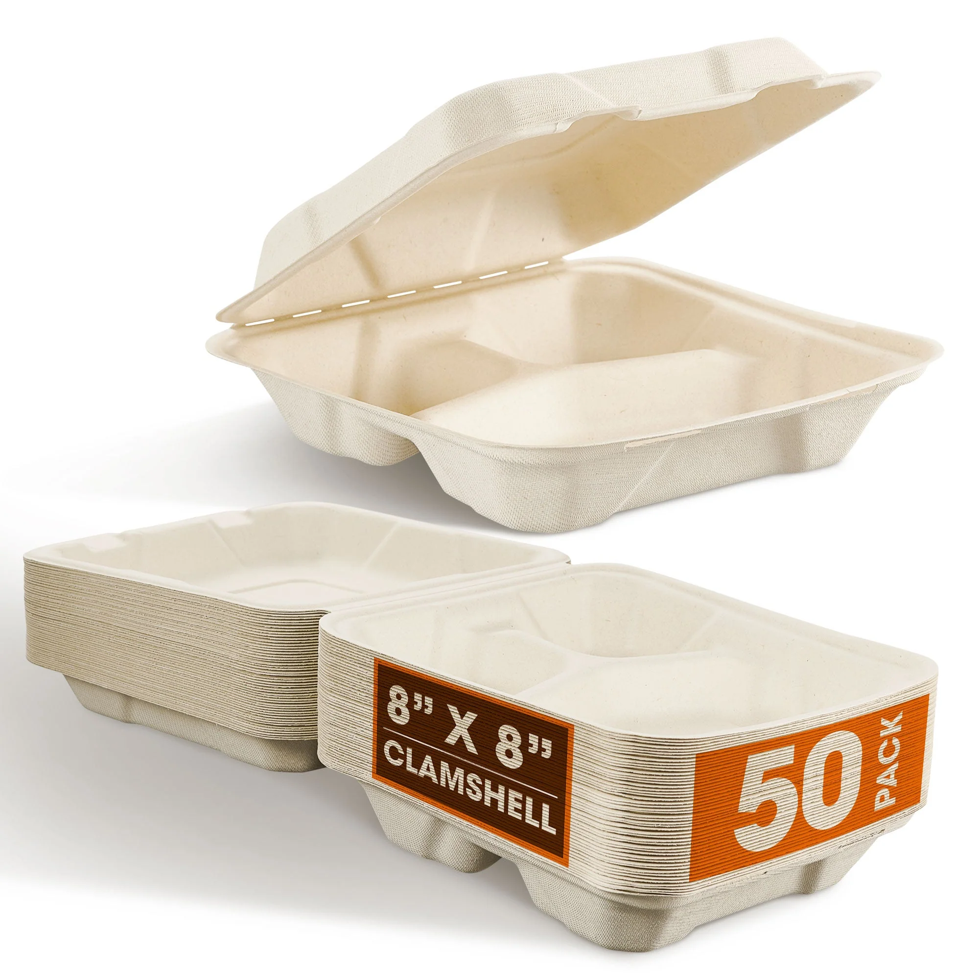 Cheer Collection 8x8 Compostable Takeout Containers - Eco Friendly Microwavable & Biodegradable - Image 9