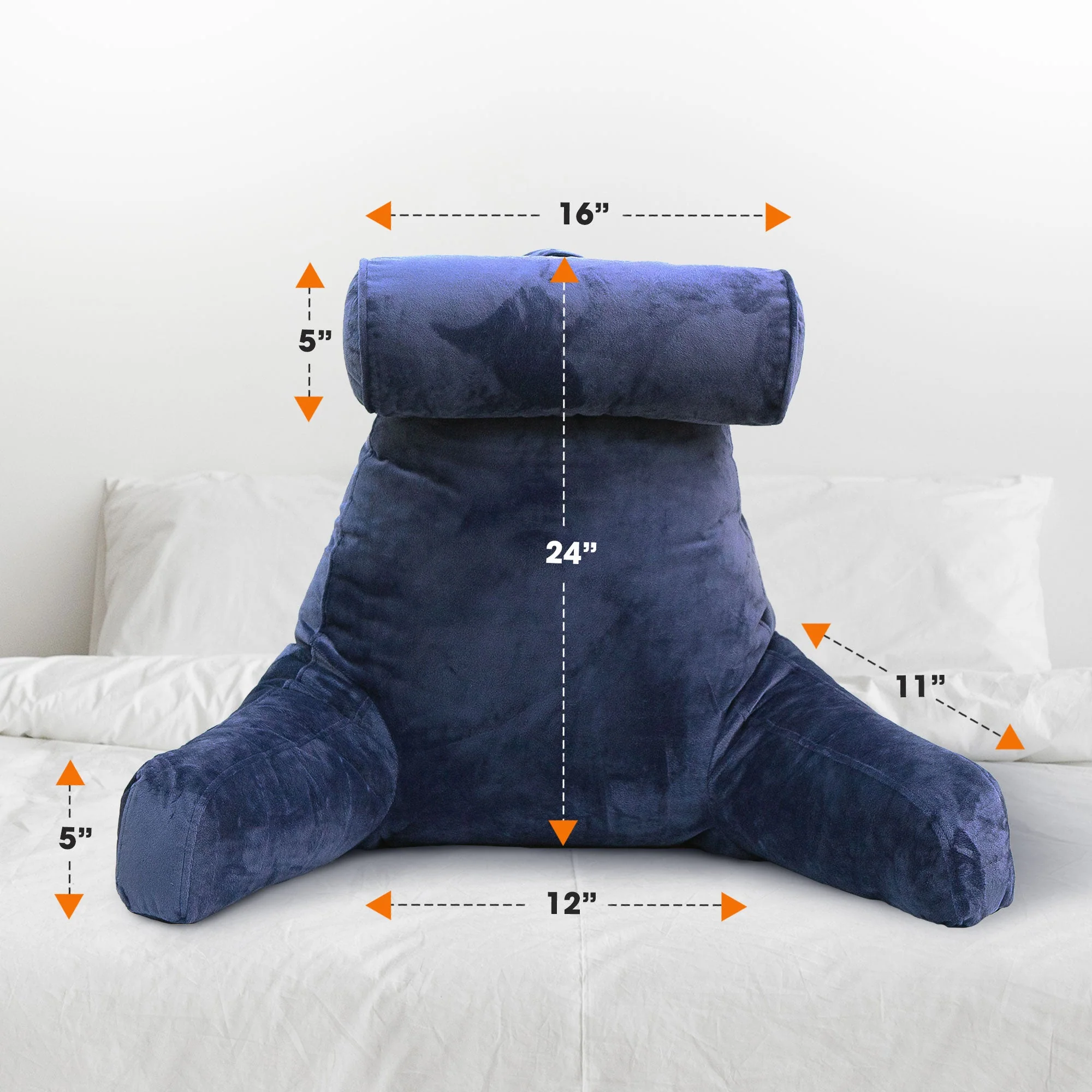 Cheer Collection Extra Large Hollow Fiber TV Pillow and Reading with Bolster & Backrest - Image 33