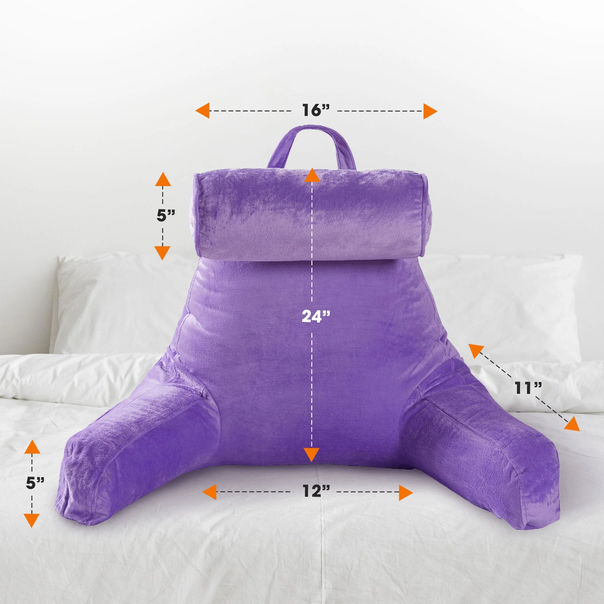Cheer Collection Extra Large Hollow Fiber TV Pillow and Reading with Bolster & Backrest - Image 39