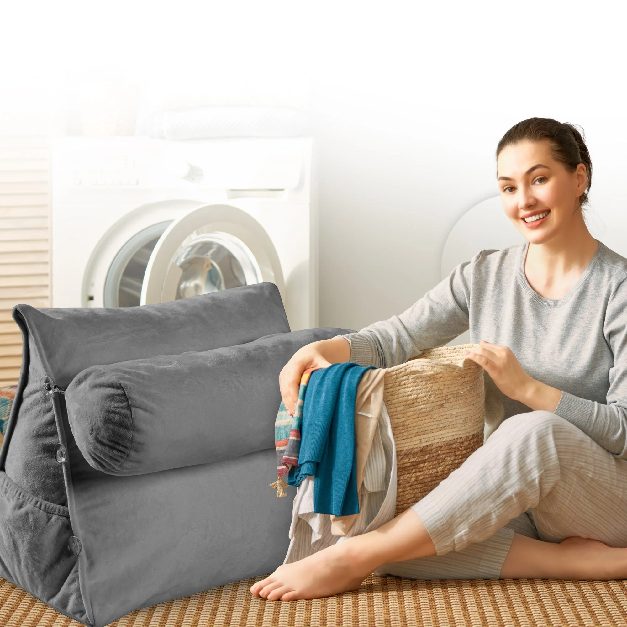 Cheer Collection Extra Large Wedge Shaped Reading and TV Pillow with Adjustable Neck Pillow - Image 15