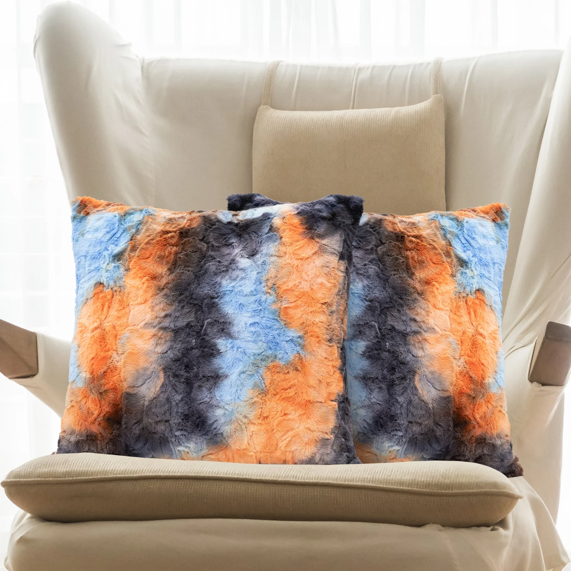 Cheer Collection Faux Fur Throw Pillow Set - Ultra Soft and Cozy, Elegant Home Decor, Stylish Accent Pillows - 18" x 18", - Set of 2 - Image 2