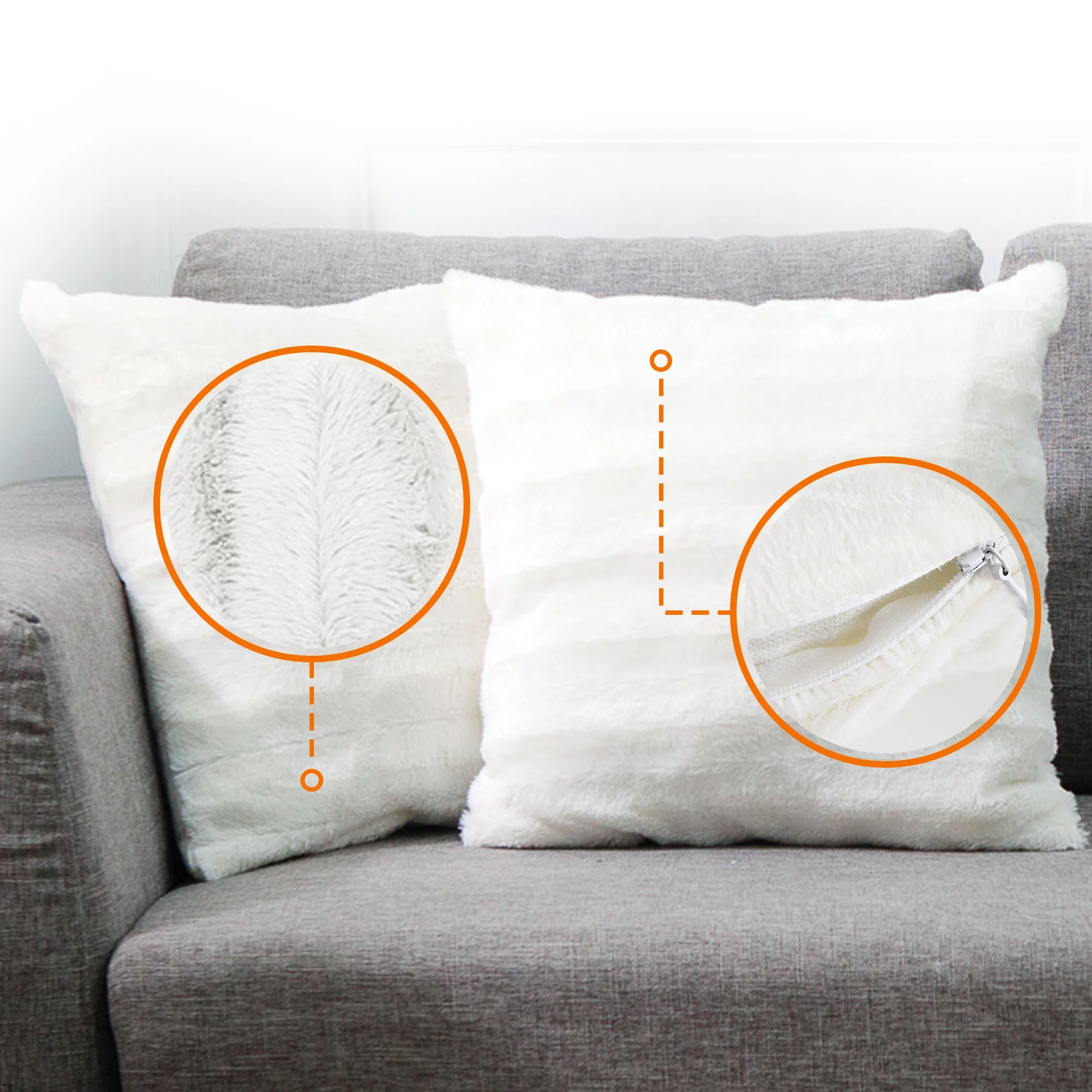 Cheer Collection Faux Fur Throw Pillows - Set of 2 Decorative Couch Pillows - 24" x 24" - Image 21
