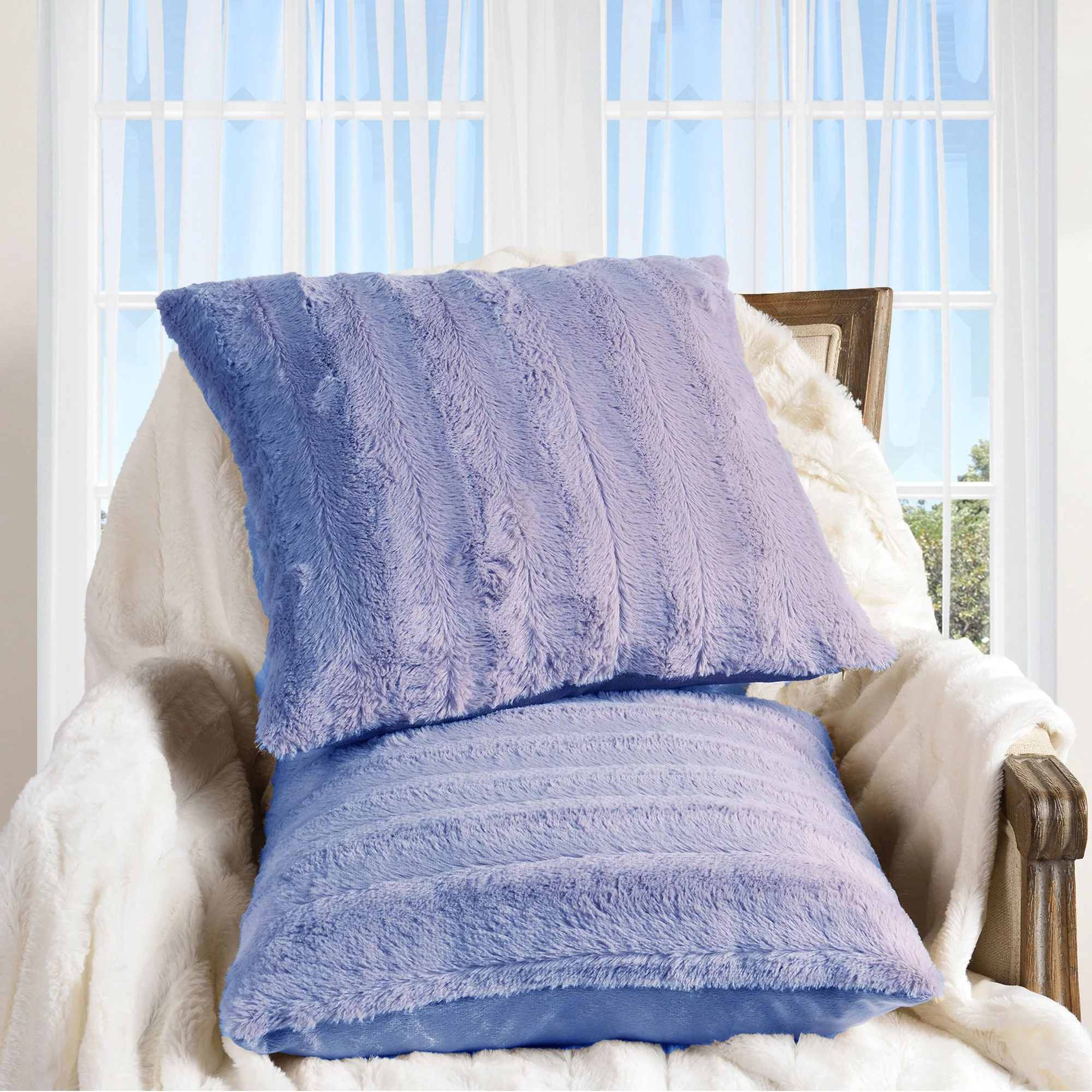 Cheer Collection Faux Fur Throw Pillows - Set of 2 Decorative Couch Pillows - 24" x 24" - Image 37