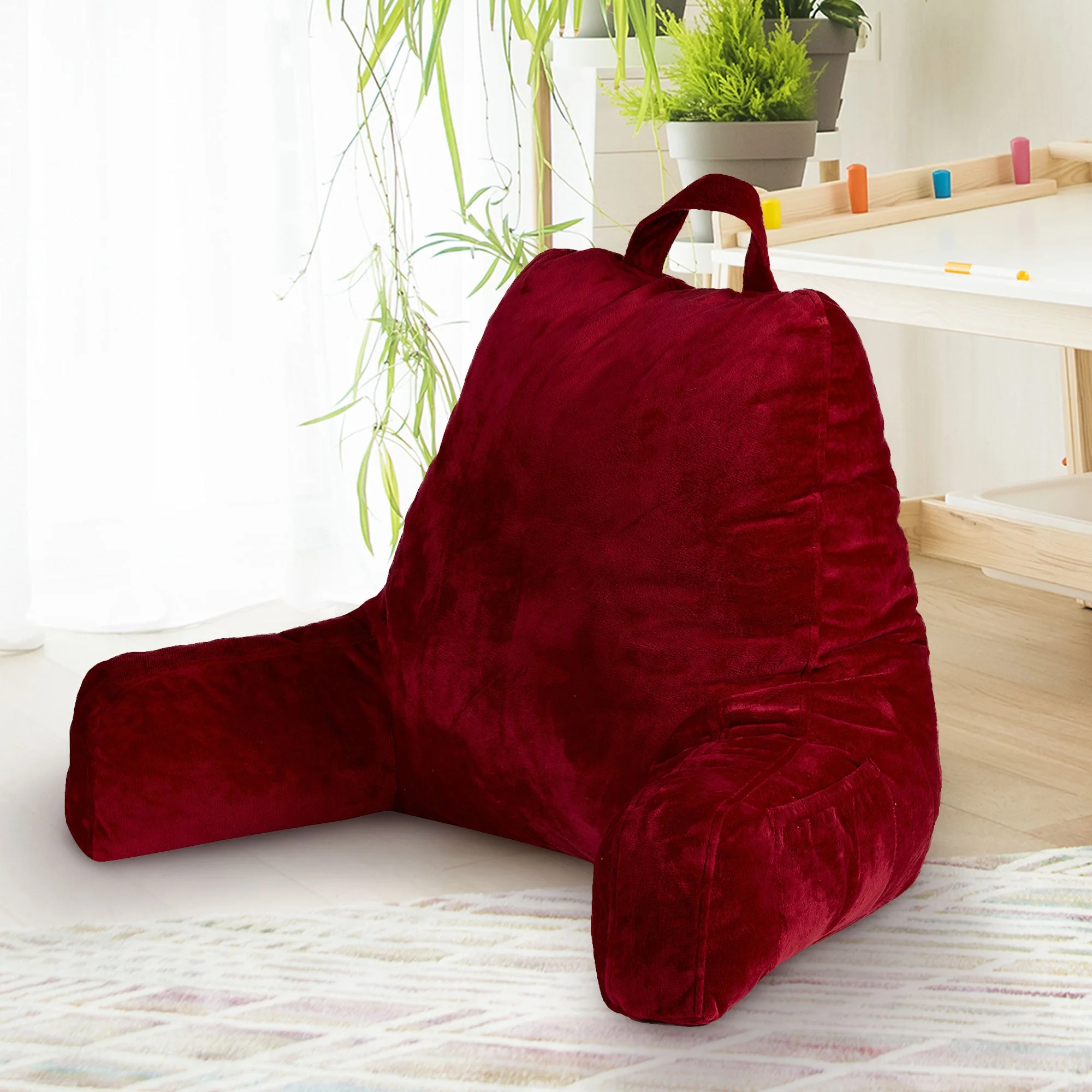 Cheer Collection Kids Size Reading and Gaming Pillow with Armrest - Plush Fiber Filled Backrest Pillow - Image 22
