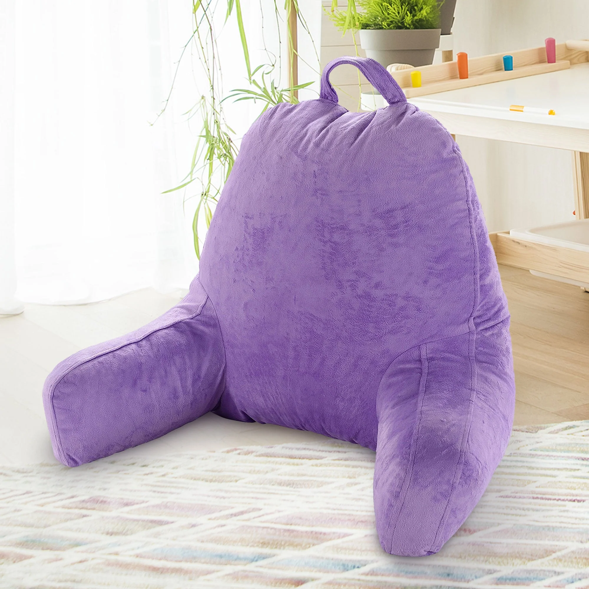 Cheer Collection Kids Size Reading and Gaming Pillow with Armrest - Plush Fiber Filled Backrest Pillow - Image 43