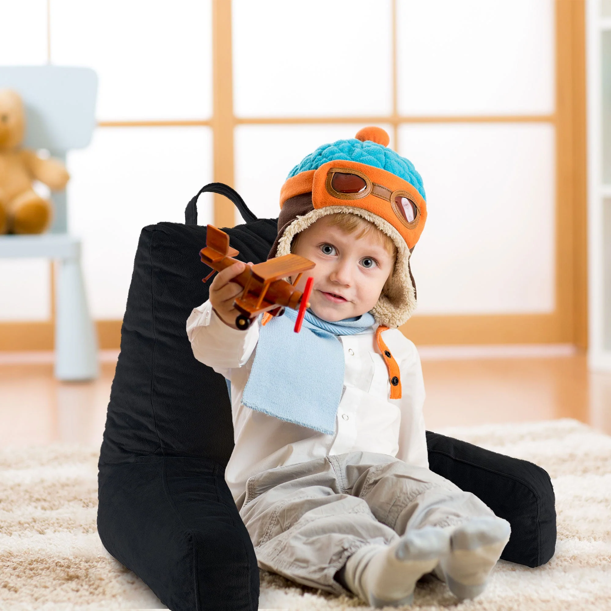 Cheer Collection Kids Size Reading Pillow with Arms for Sitting Up in Bed - Image 6