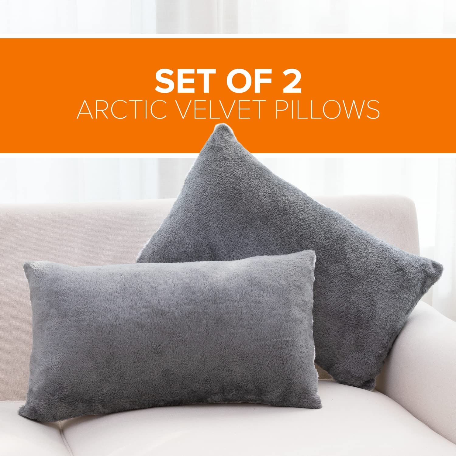Cheer Collection Microsherpa Throw Pillow Ultra Soft and Fluffy, Elegant Home Decor, Velvet Stylish Accent Pillows - Set of 2 - Image 6
