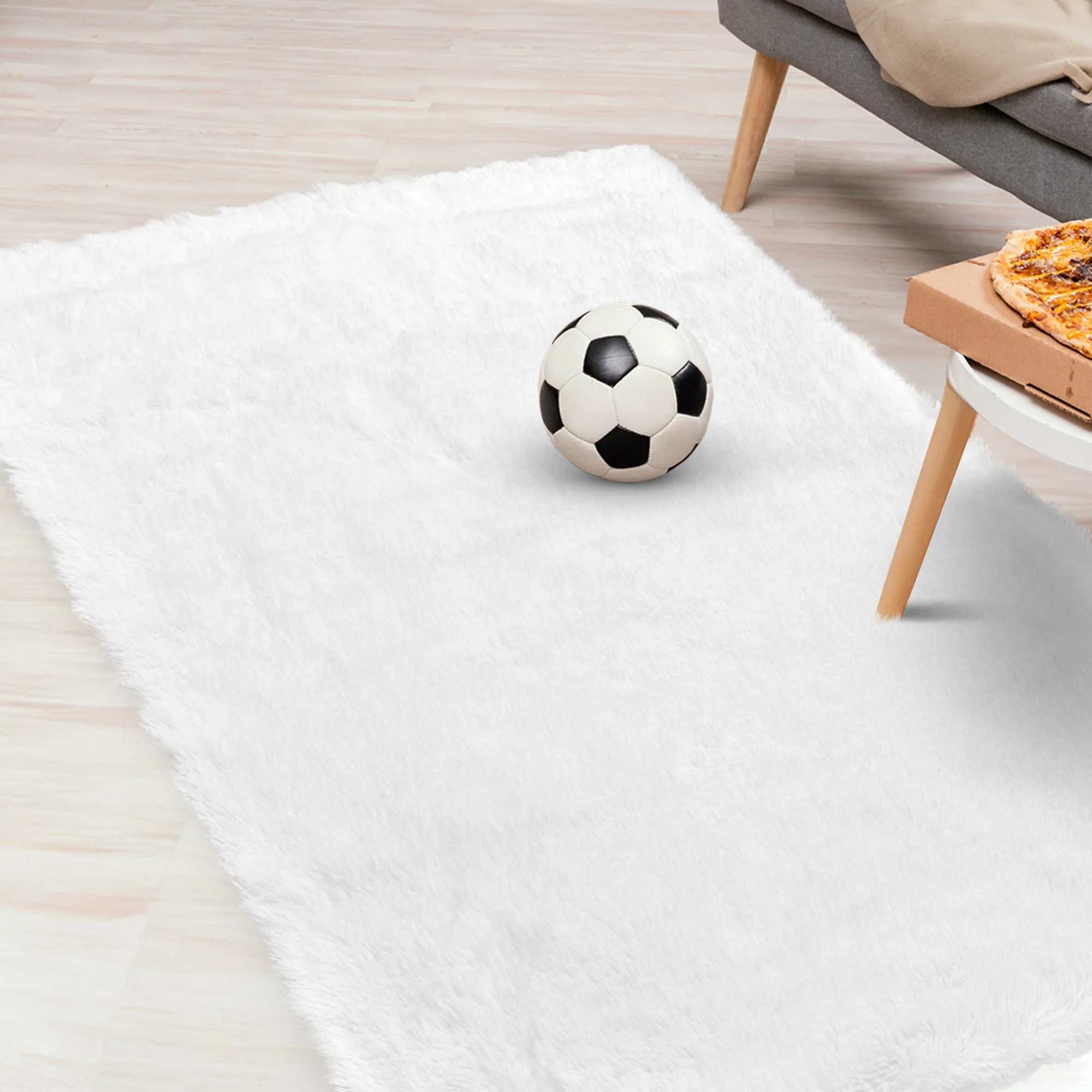 Cheer Collection Plush Shaggy Hair Area Rug - Anti Slip Bottom - Fuzzy Rug 24" x 34" - White - Image 2