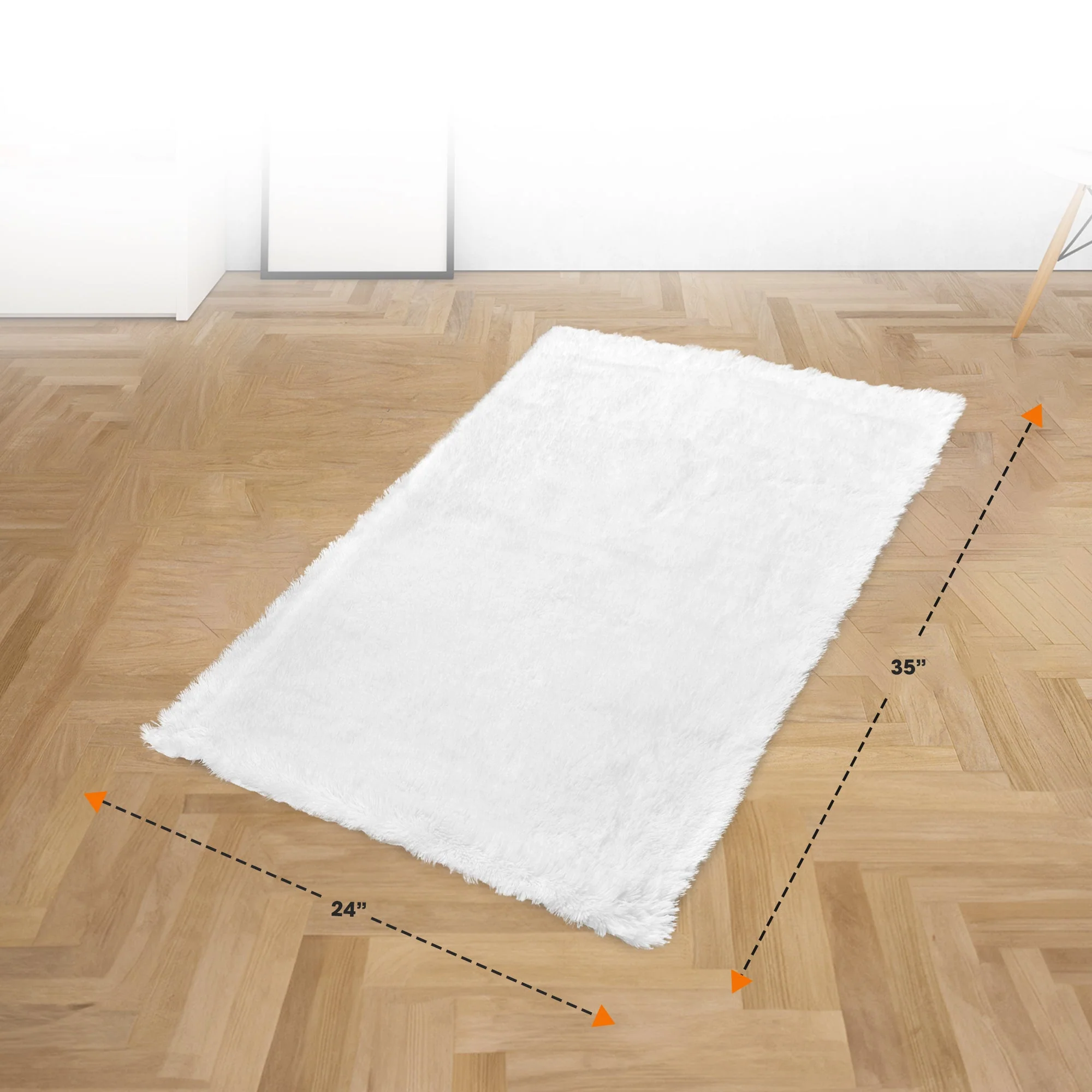 Cheer Collection Plush Shaggy Hair Area Rug - Anti Slip Bottom - Fuzzy Rug 24" x 34" - White - Image 4