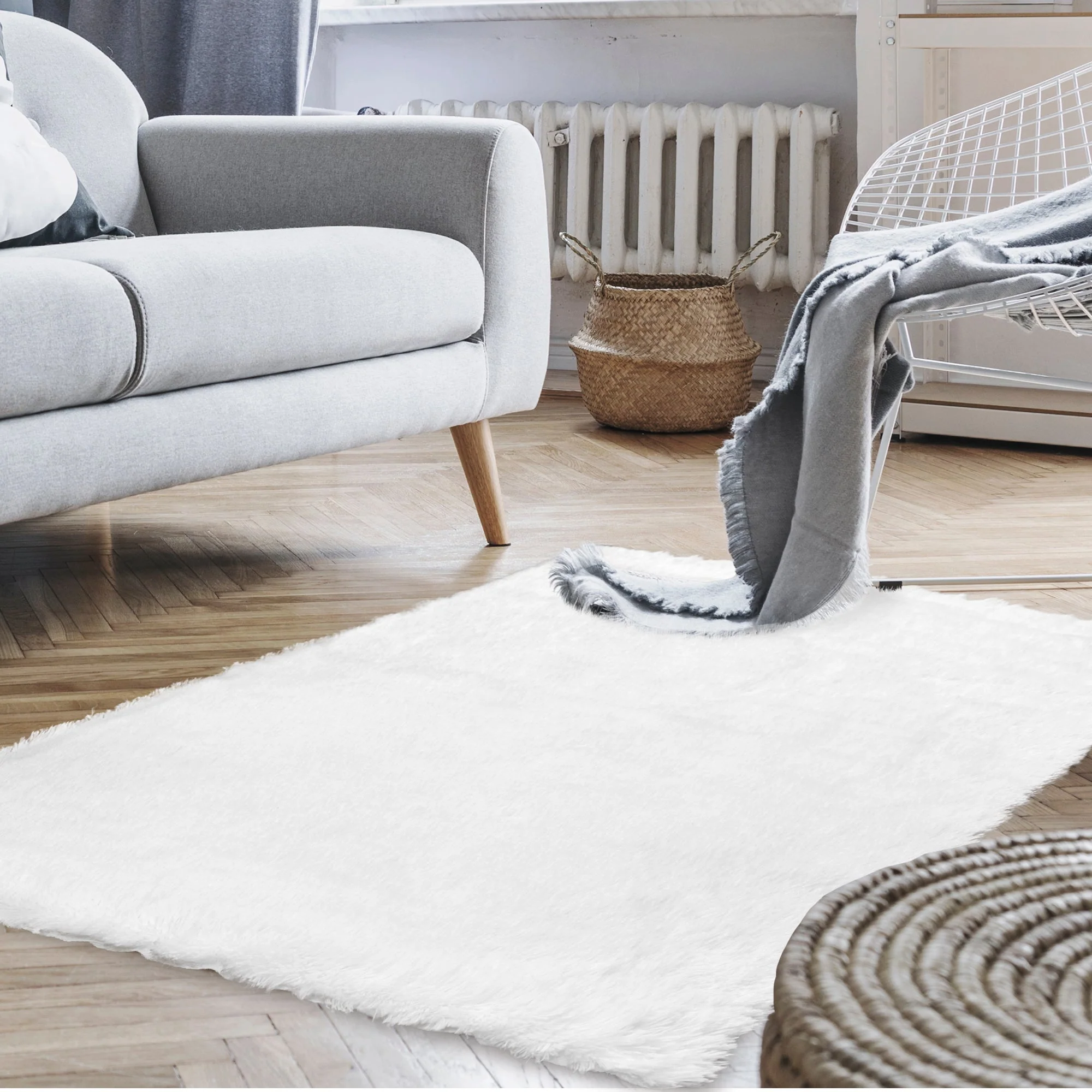 Cheer Collection Plush Shaggy Hair Area Rug - Anti Slip Bottom - Fuzzy Rug 24" x 34" - White - Image 5