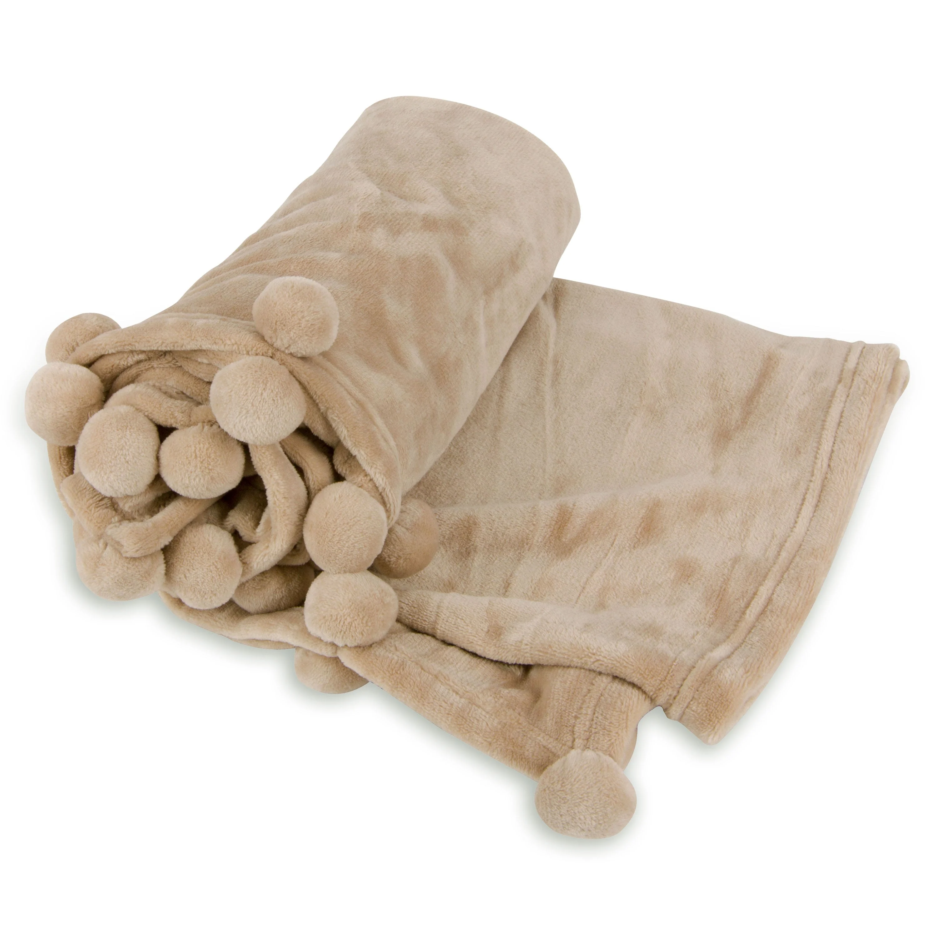 Cheer Collection Pom Pom Flannel Blanket | Ultra Soft on Skin, Lightweight Bed or Couch Throw Blanket with Pompoms - Image 9