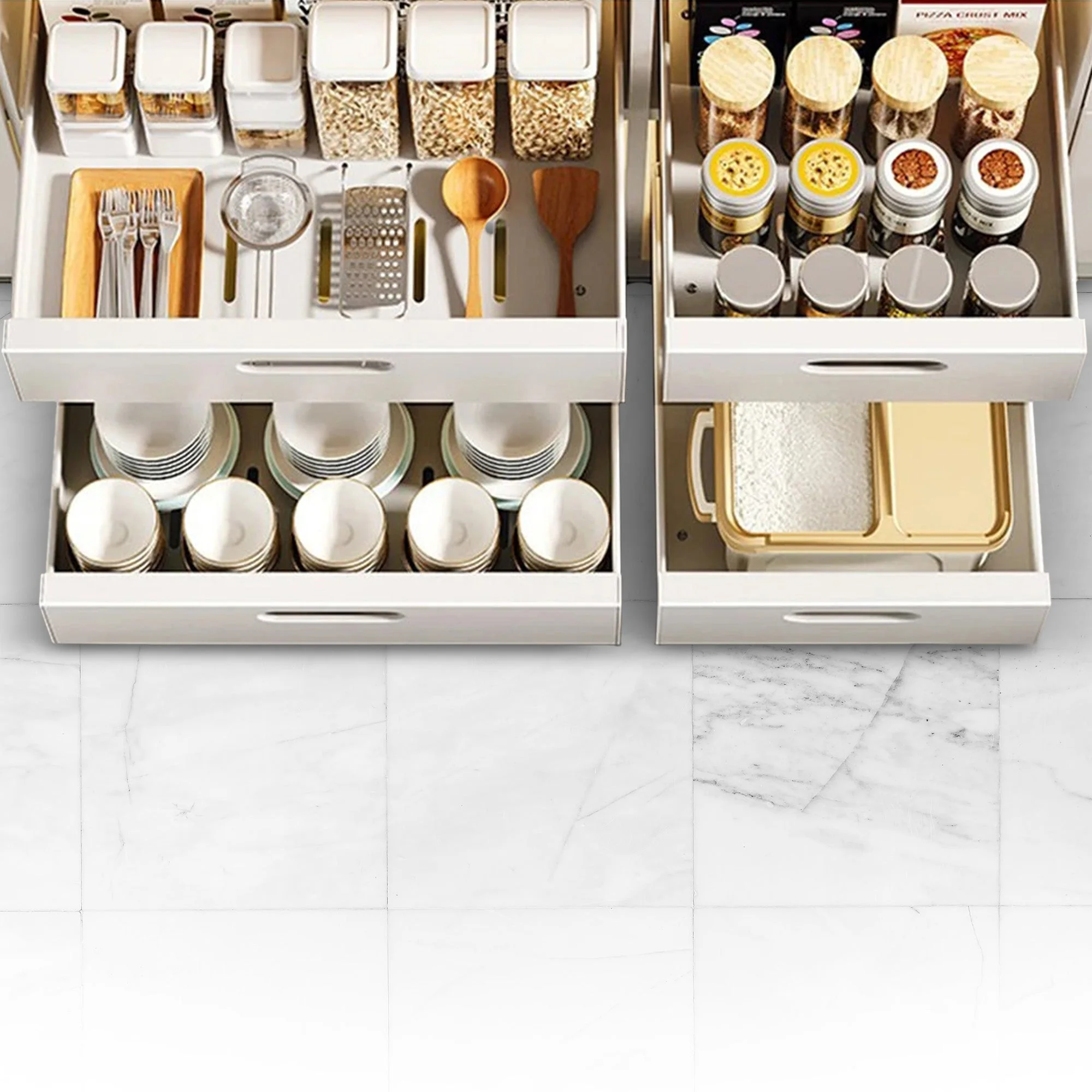Cheer Collection Pull Out Organizer Drawers โ Effortless Installation, Heavy-Duty Carbon Steel Slide-Out Shelves for Kitchen, Pantry, and Bathroom - Image 13