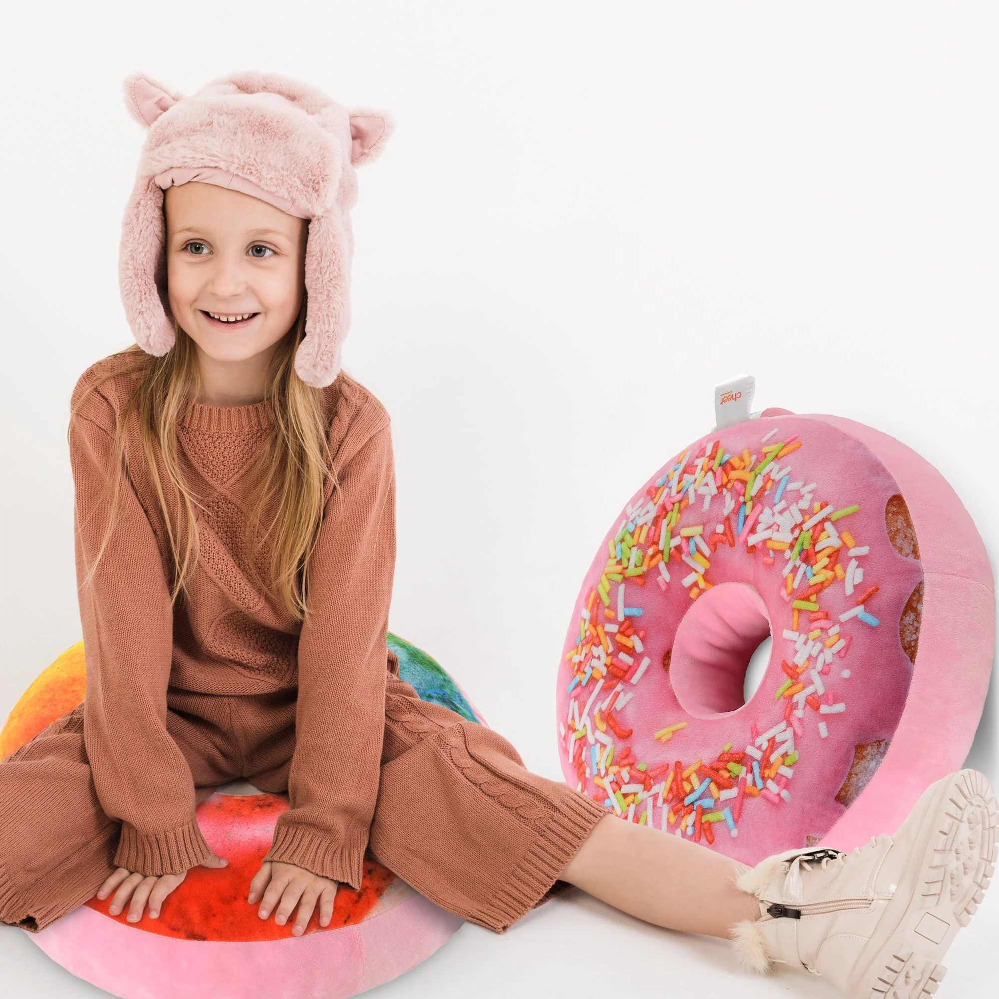 Cheer Collection Reversible Plush Donut Throw Pillow - Image 3