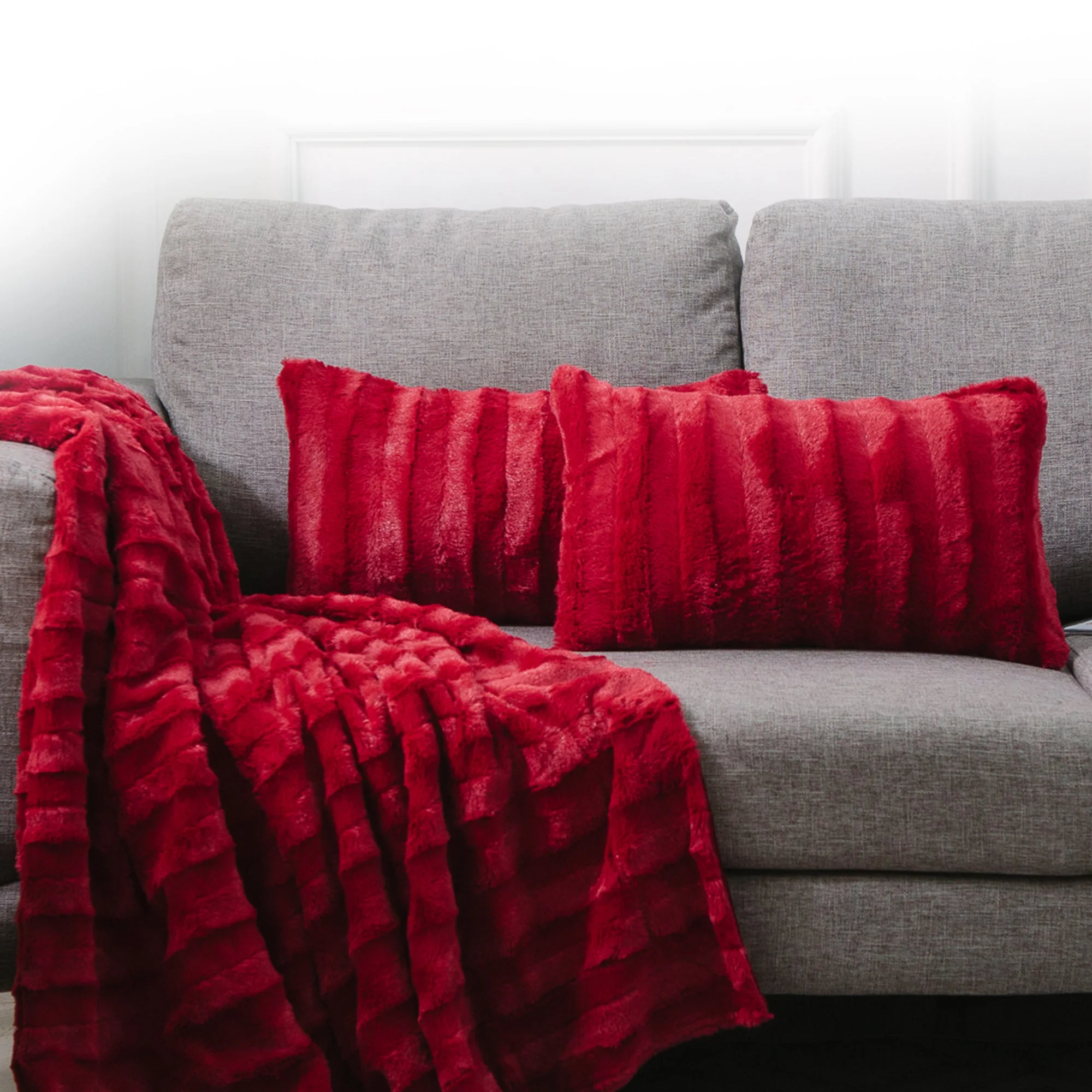 Cheer Collection Set of 2 Decorative Throw Pillows - Reversible Faux Fur to Microplush Accent Pillows by 12"x 20" - Image 66