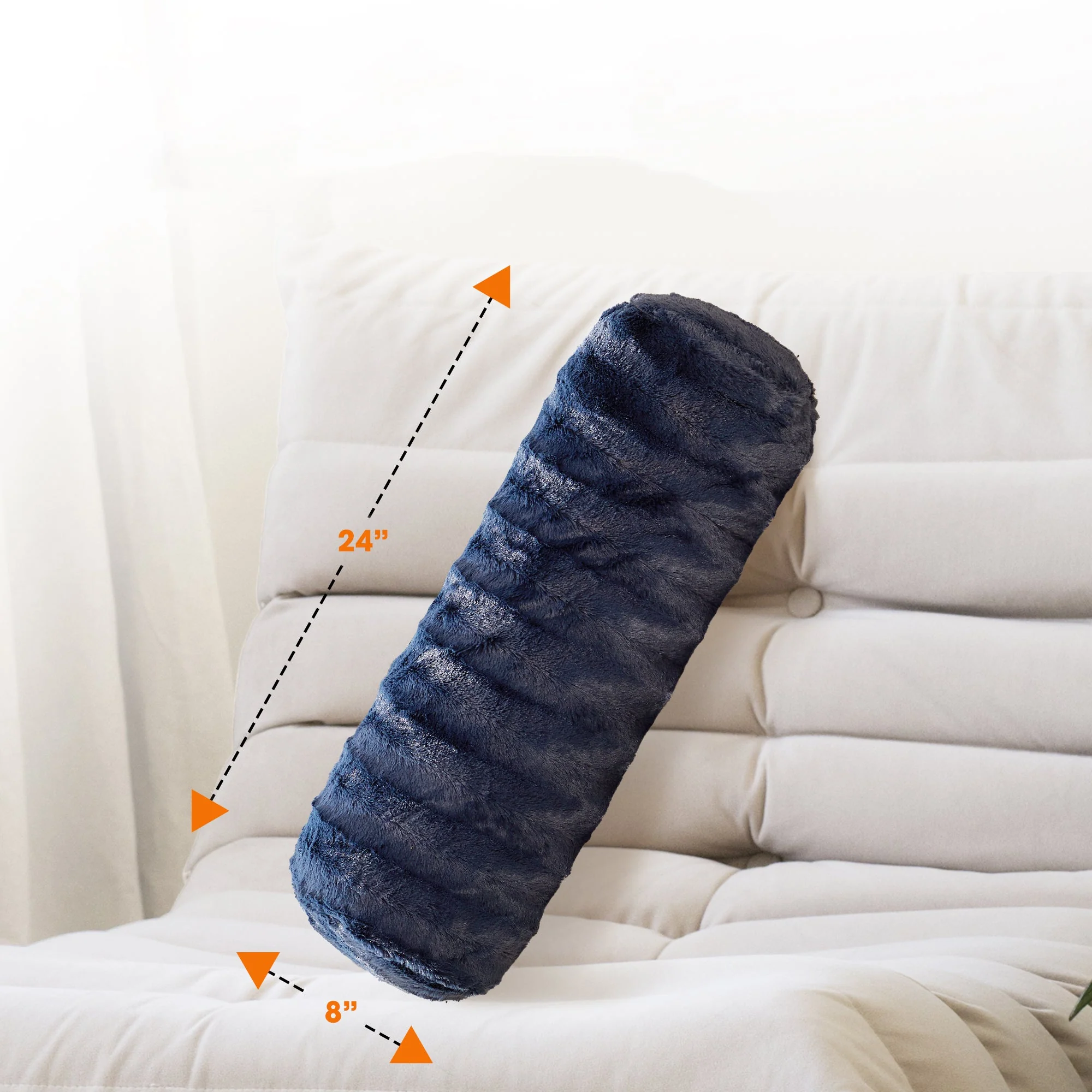 Cheer Collection Set of 2 Faux Fur Bolster Pillows, Decorative Roll Pillow - Image 24