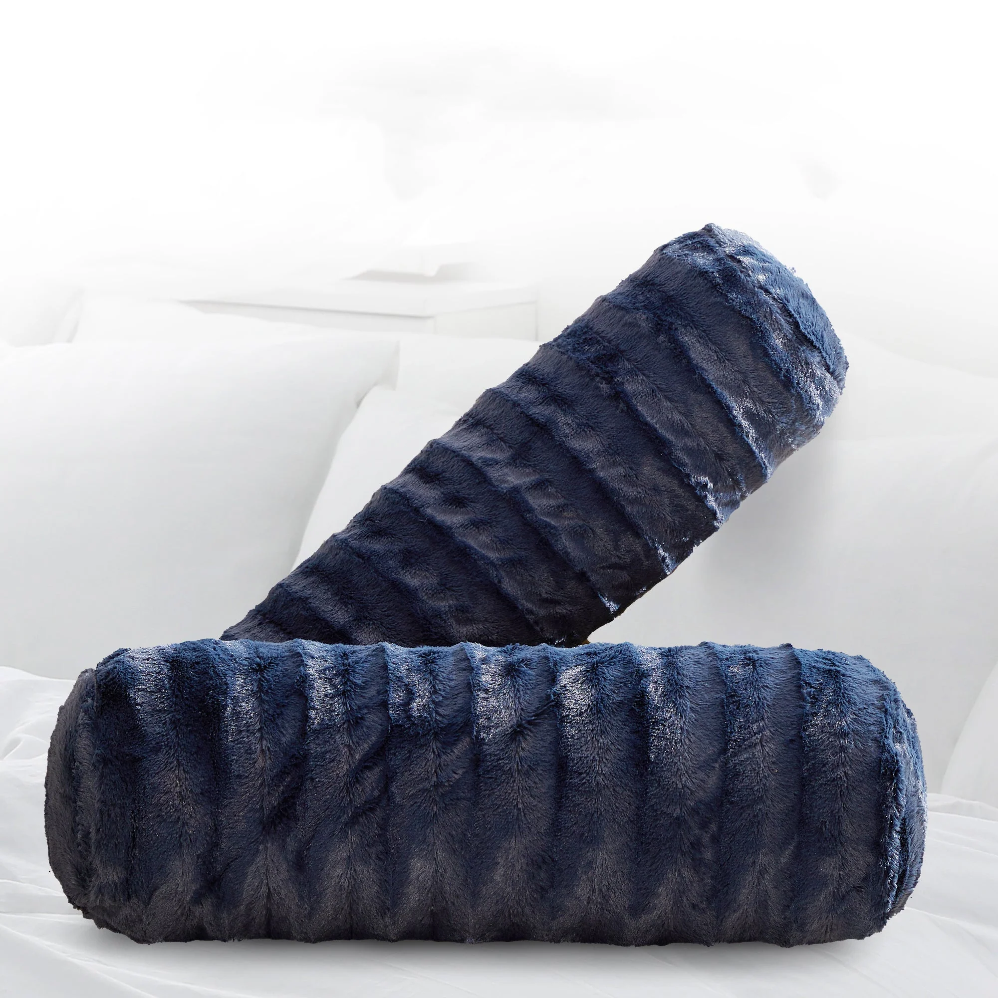 Cheer Collection Set of 2 Faux Fur Bolster Pillows, Decorative Roll Pillow - Image 27