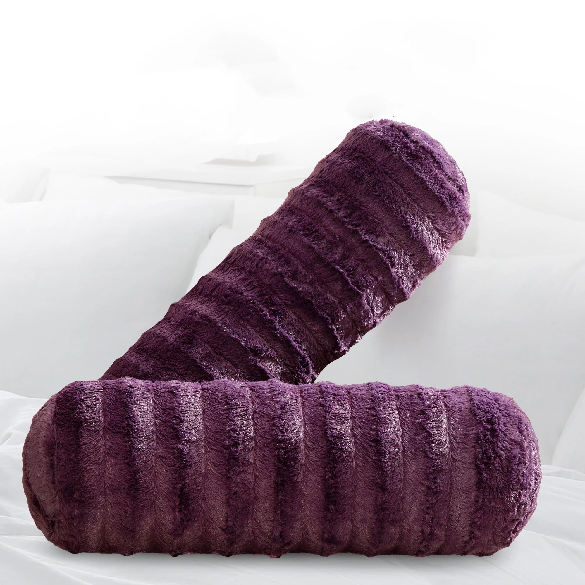 Cheer Collection Set of 2 Faux Fur Bolster Pillows, Decorative Roll Pillow - Image 62