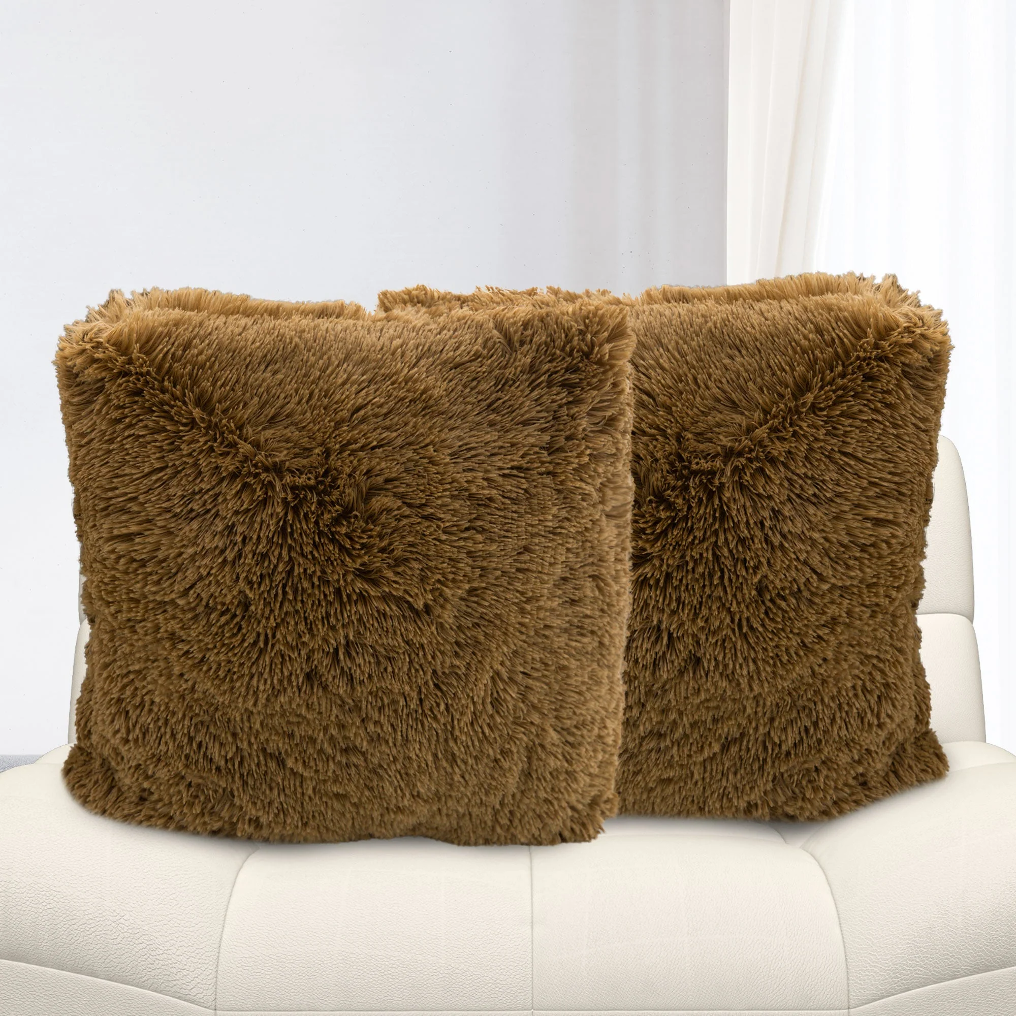 Cheer Collection Set of 2 Shaggy Long Hair Throw Pillows | Super Soft and Plush Faux Fur Accent Pillows - 18 x 18 inches - Image 26