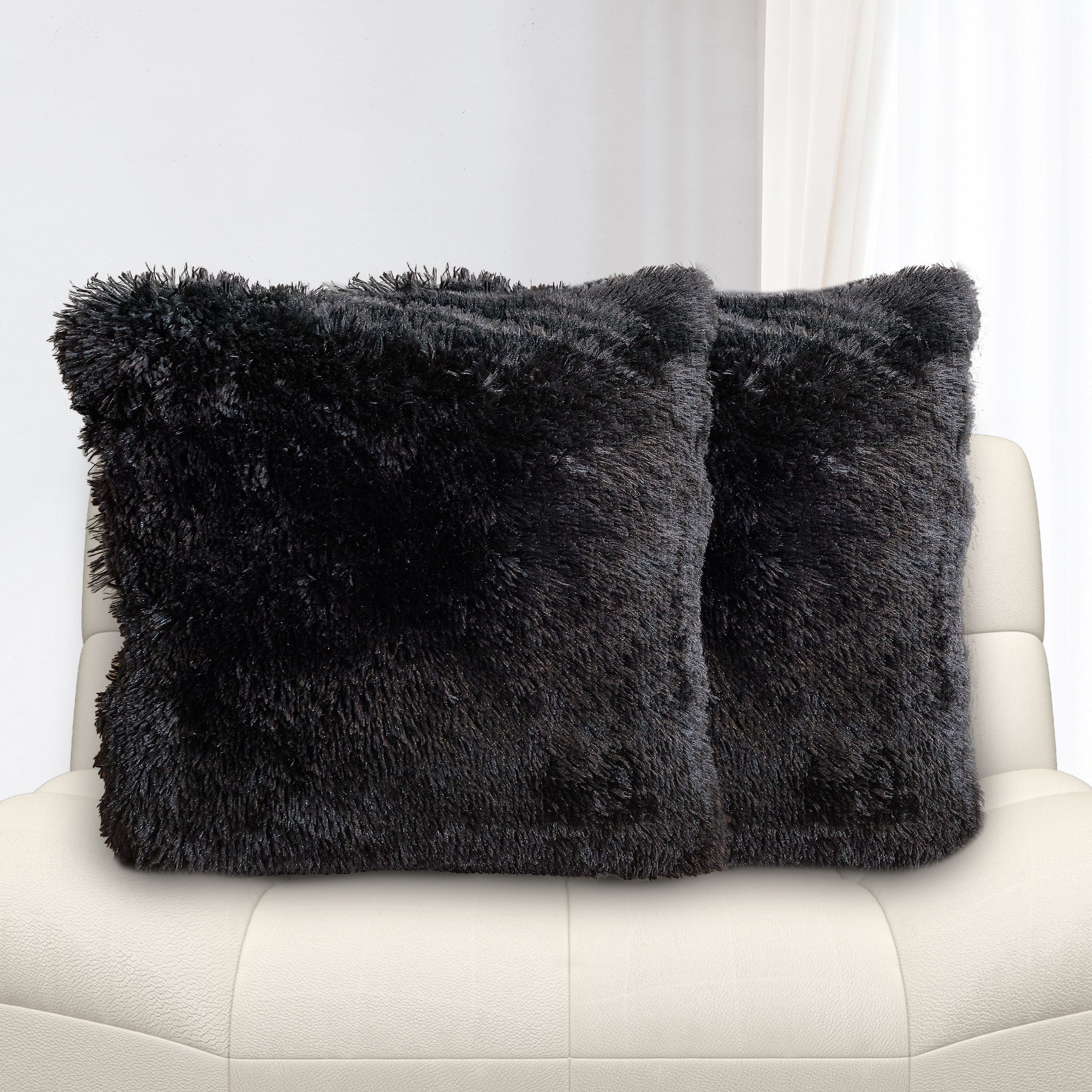 Cheer Collection Set of 2 Shaggy Long Hair Throw Pillows | Super Soft and Plush Faux Fur Accent Pillows - 18 x 18 inches - Image 5